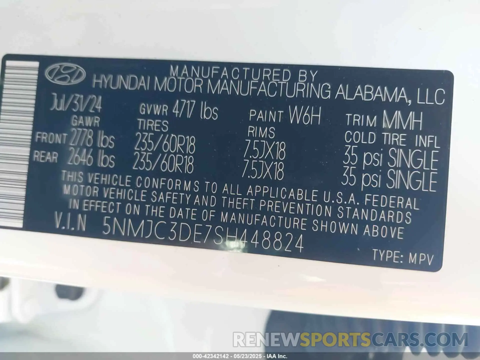 9 fotografías del automóvil dañado 5NMJC3DE7SH448824 HYUNDAI TUCSON 2025