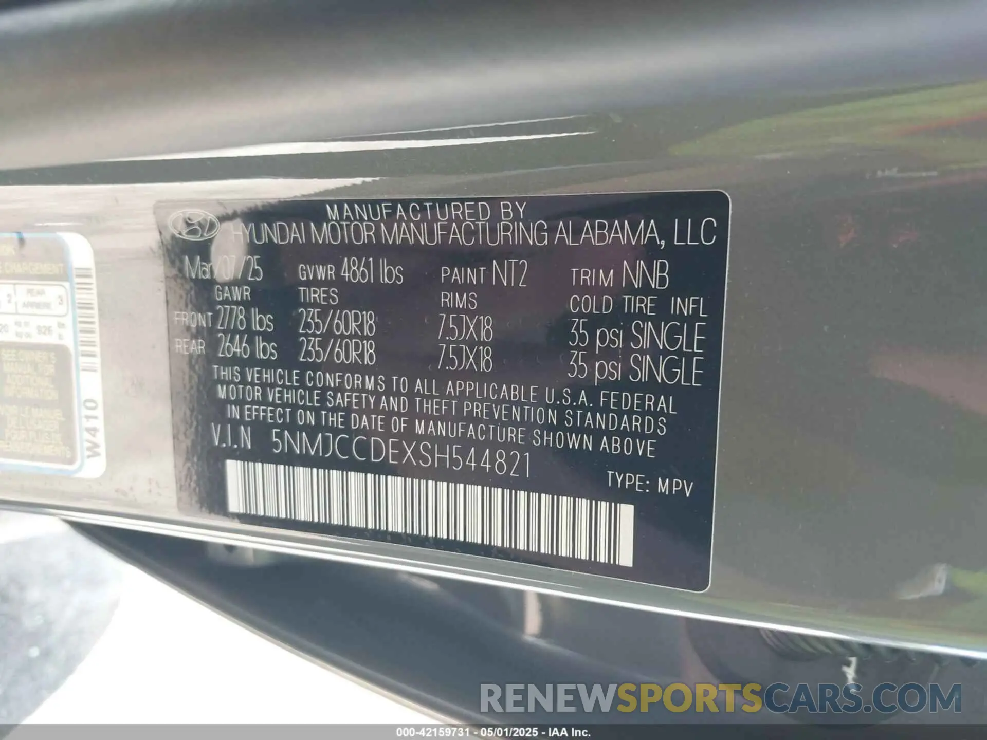 9 fotografías del automóvil dañado 5NMJCCDEXSH544821 HYUNDAI TUCSON 2025