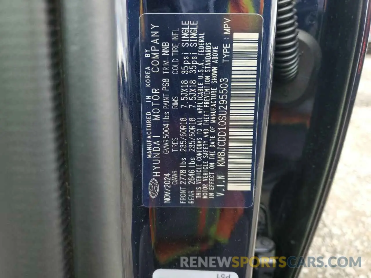 12 fotografías del automóvil dañado KM8JCDD10SU295503 HYUNDAI TUCSON 2025