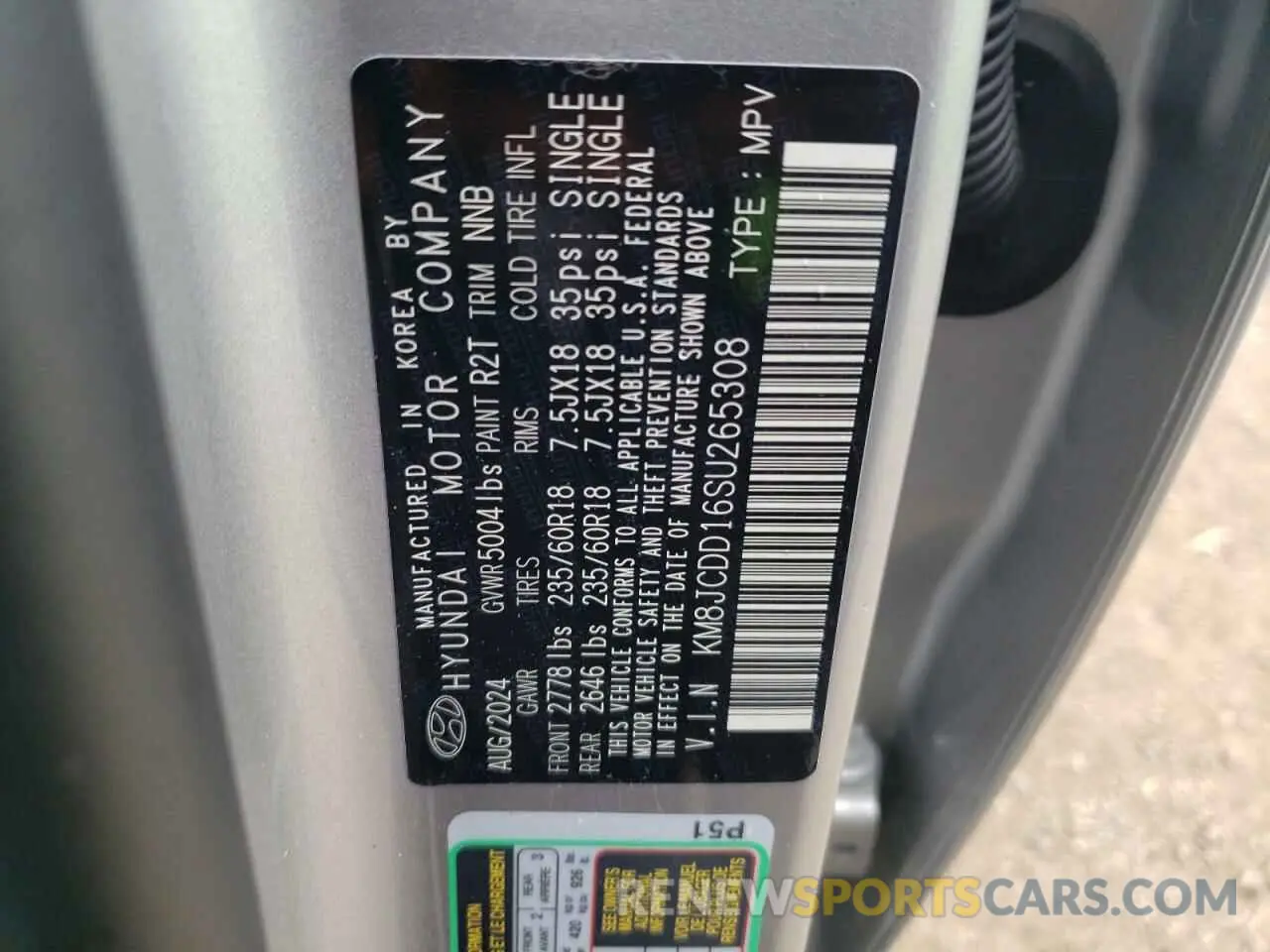 13 fotografías del automóvil dañado KM8JCDD16SU265308 HYUNDAI TUCSON 2025