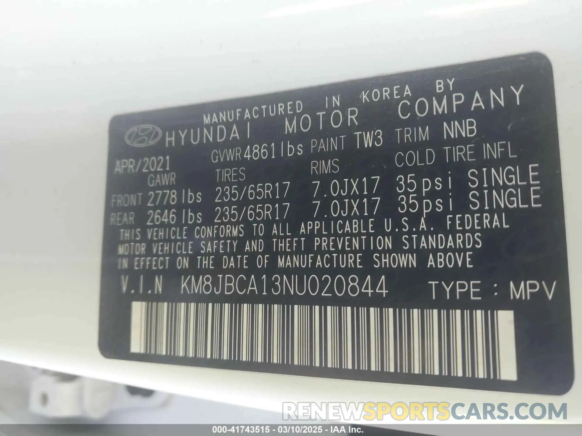 9 fotografías del automóvil dañado KM8JBCA13NU020844 HYUNDAI TUCSON HYBRID 2022