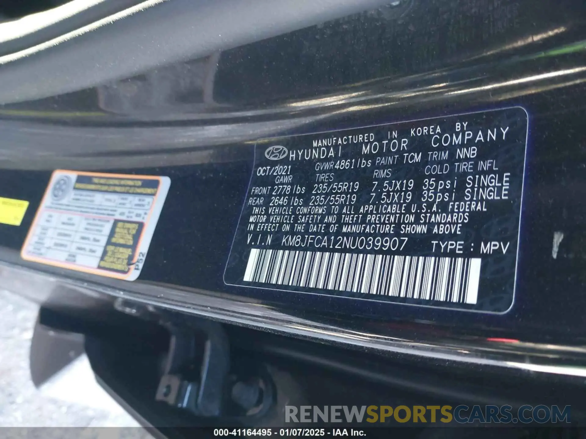 9 fotografías del automóvil dañado KM8JFCA12NU039907 HYUNDAI TUCSON HYBRID 2022