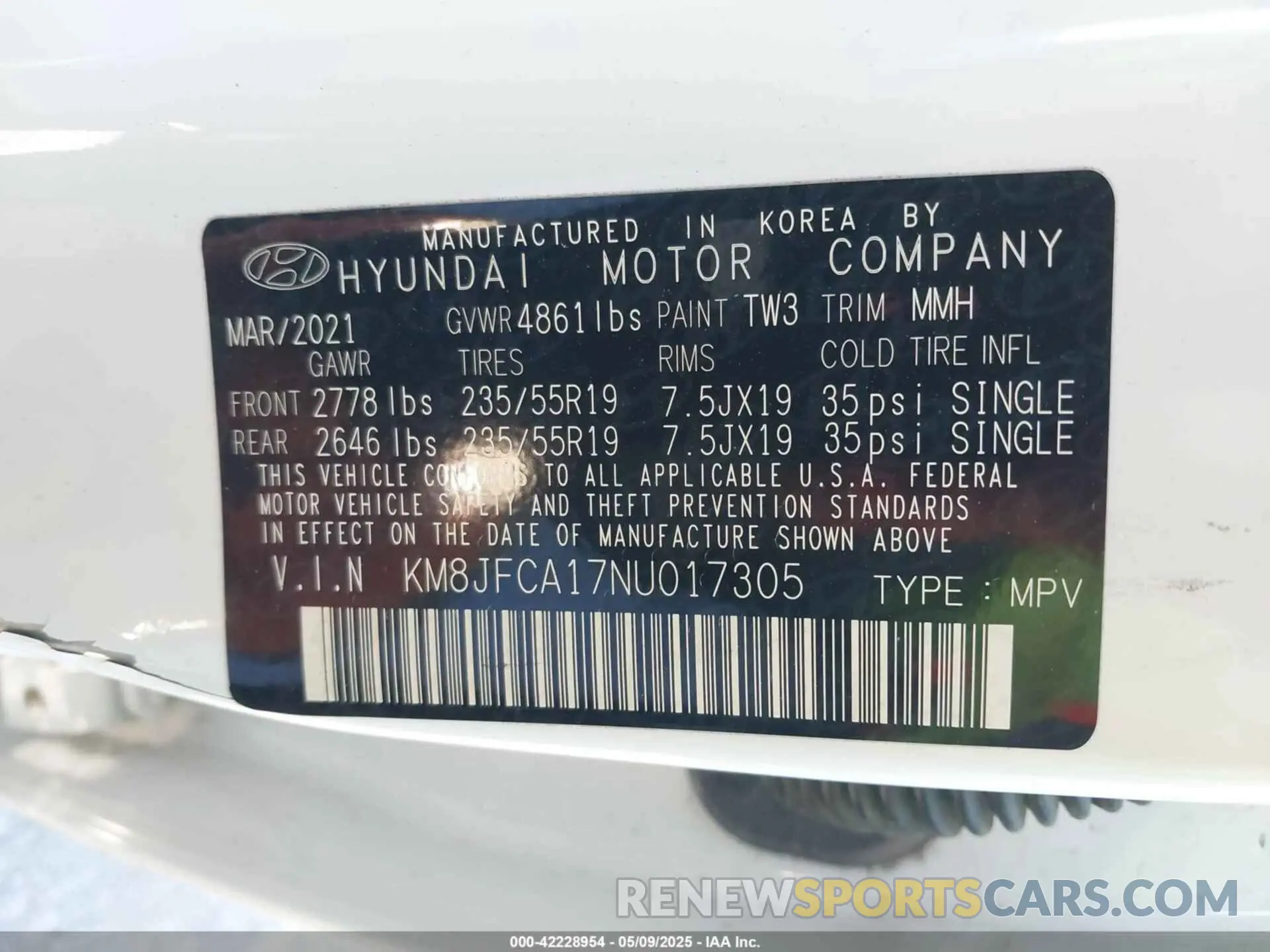 9 fotografías del automóvil dañado KM8JFCA17NU017305 HYUNDAI TUCSON HYBRID 2022