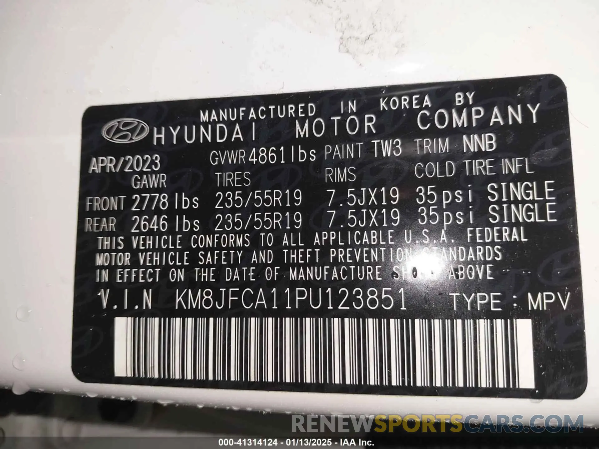 9 fotografías del automóvil dañado KM8JFCA11PU123851 HYUNDAI TUCSON HYBRID 2023