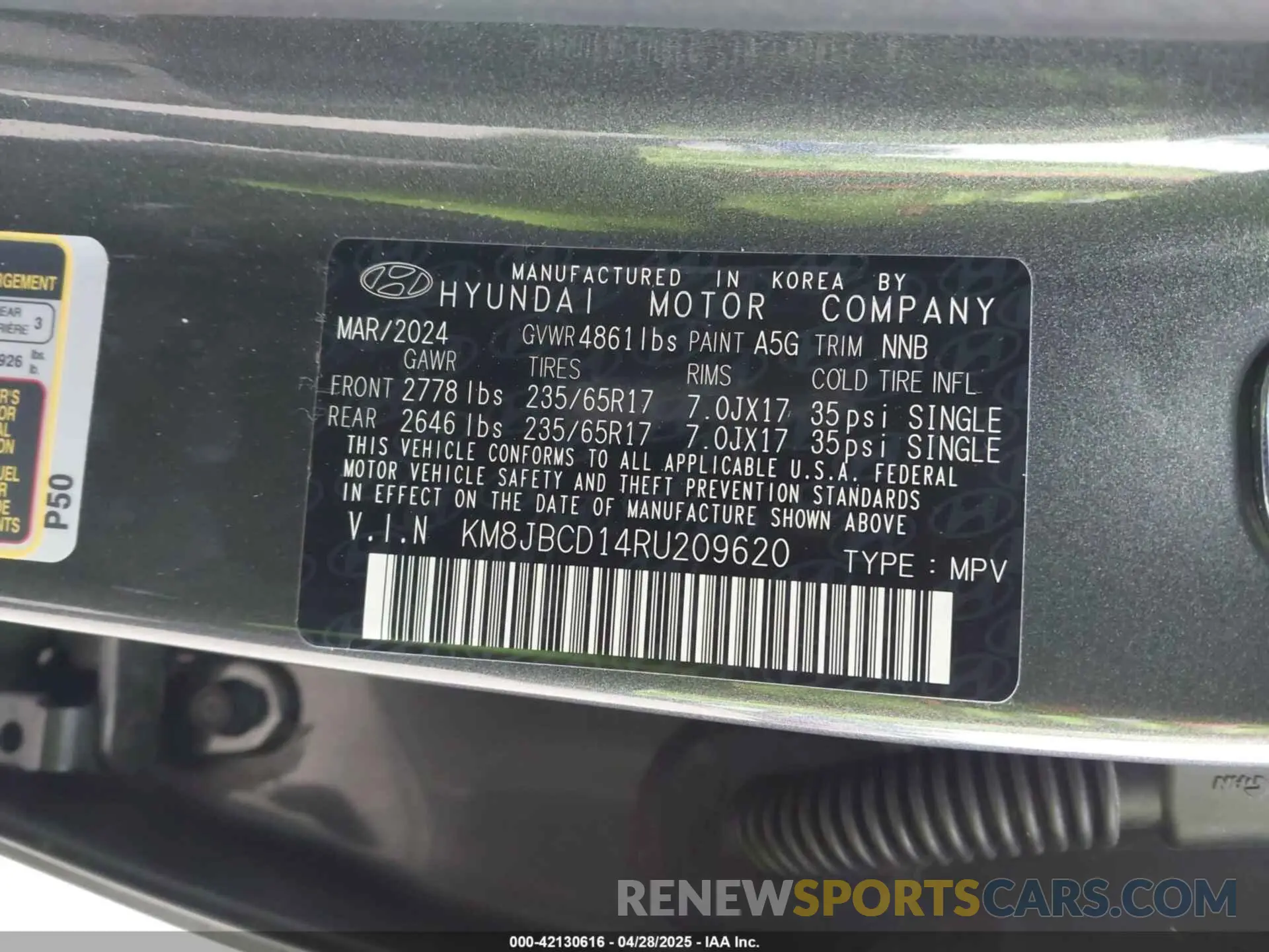 9 fotografías del automóvil dañado KM8JBCD14RU209620 HYUNDAI TUCSON HYBRID 2024