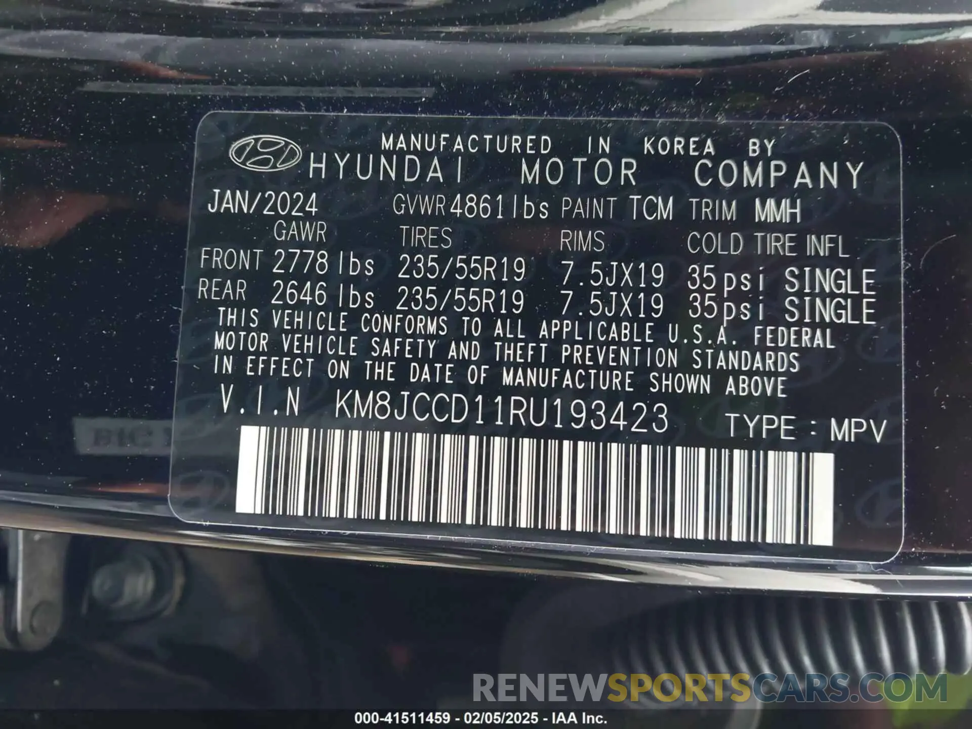 9 fotografías del automóvil dañado KM8JCCD11RU193423 HYUNDAI TUCSON HYBRID 2024