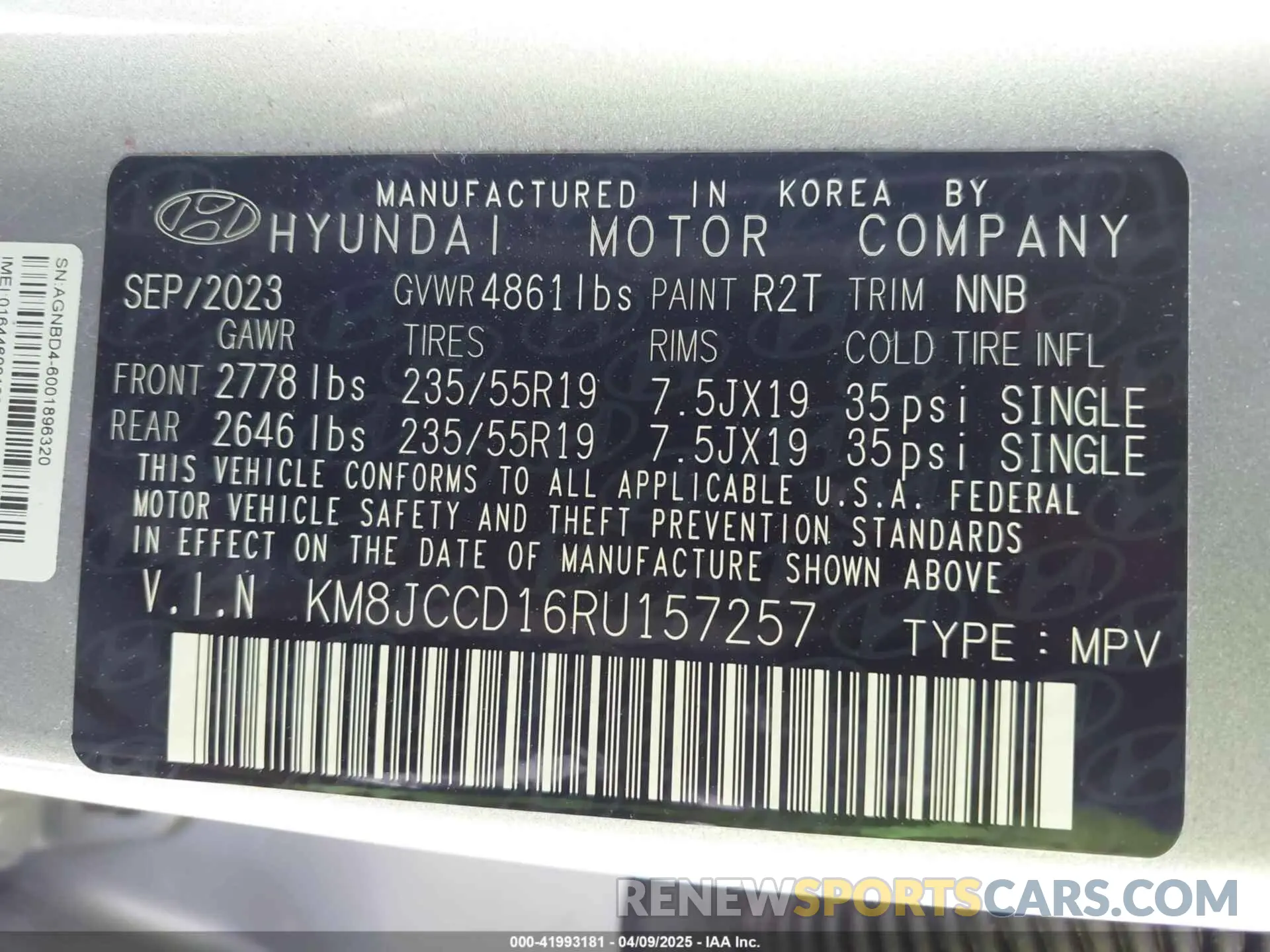 9 fotografías del automóvil dañado KM8JCCD16RU157257 HYUNDAI TUCSON HYBRID 2024