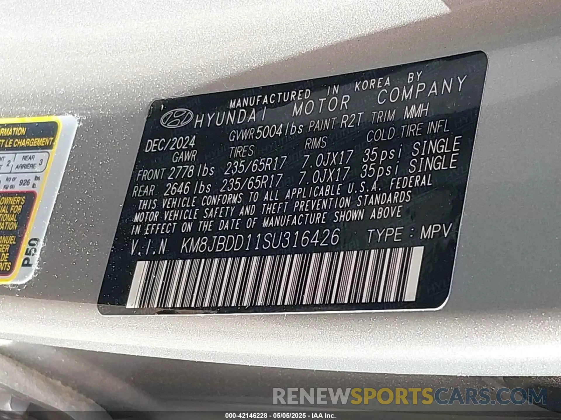 9 fotografías del automóvil dañado KM8JBDD11SU316426 HYUNDAI TUCSON HYBRID 2025