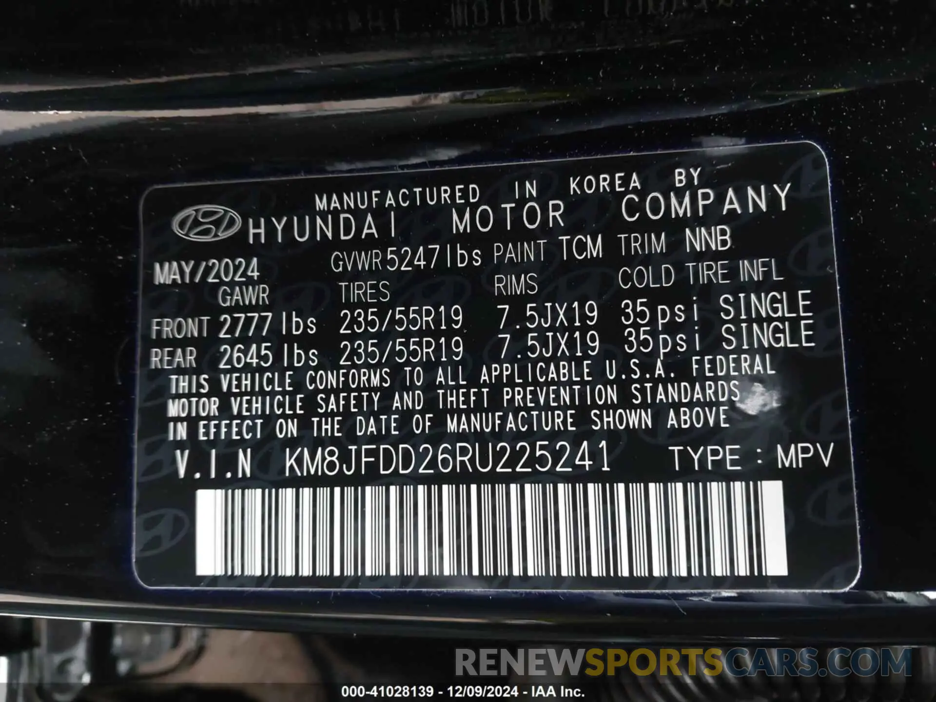 9 fotografías del automóvil dañado KM8JFDD26RU225241 HYUNDAI TUCSON PLUG-IN HYBRID 2024