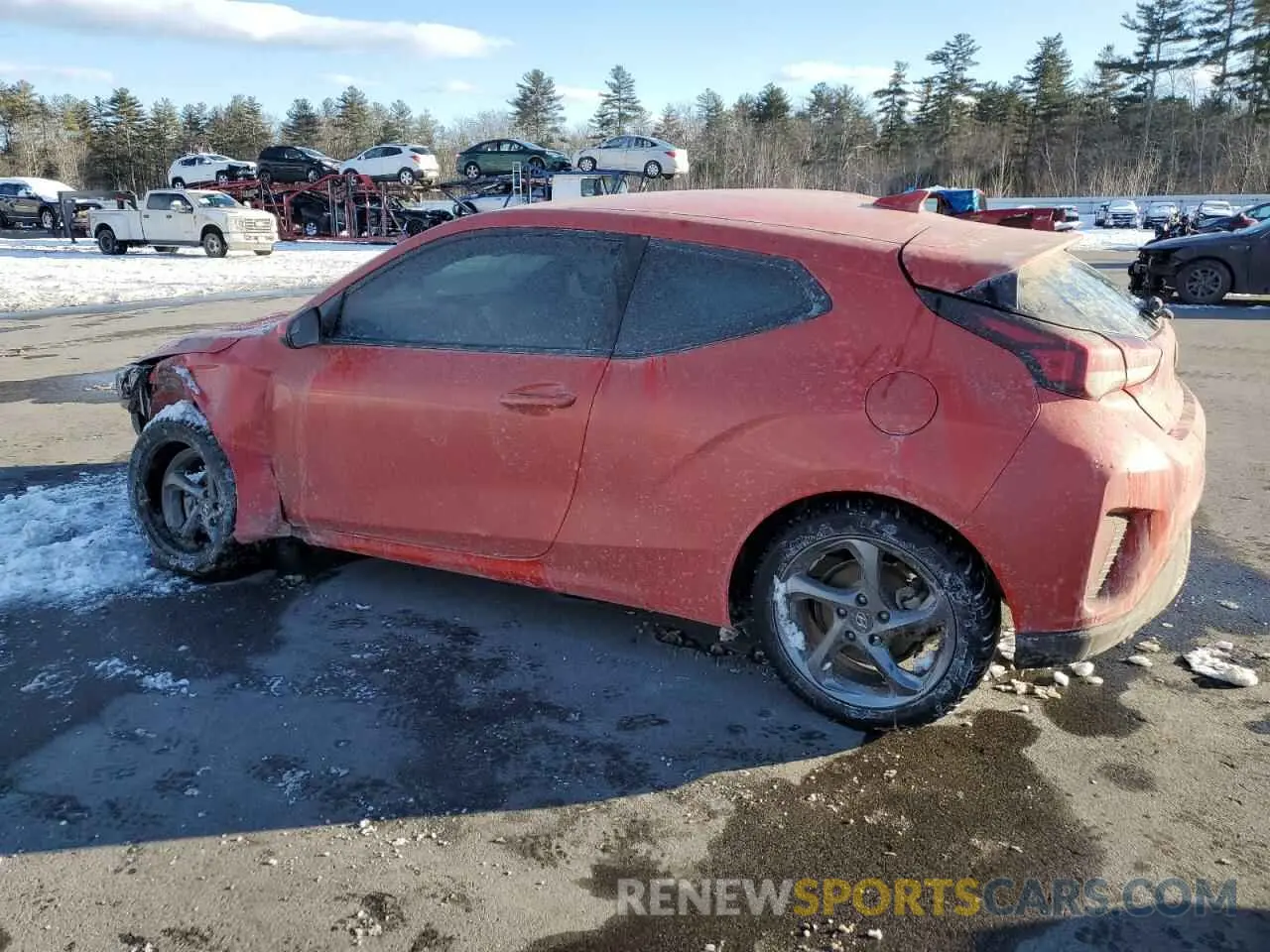 2 fotografías del automóvil dañado KMHTG6AF3KU009362 HYUNDAI VELOSTER 2019