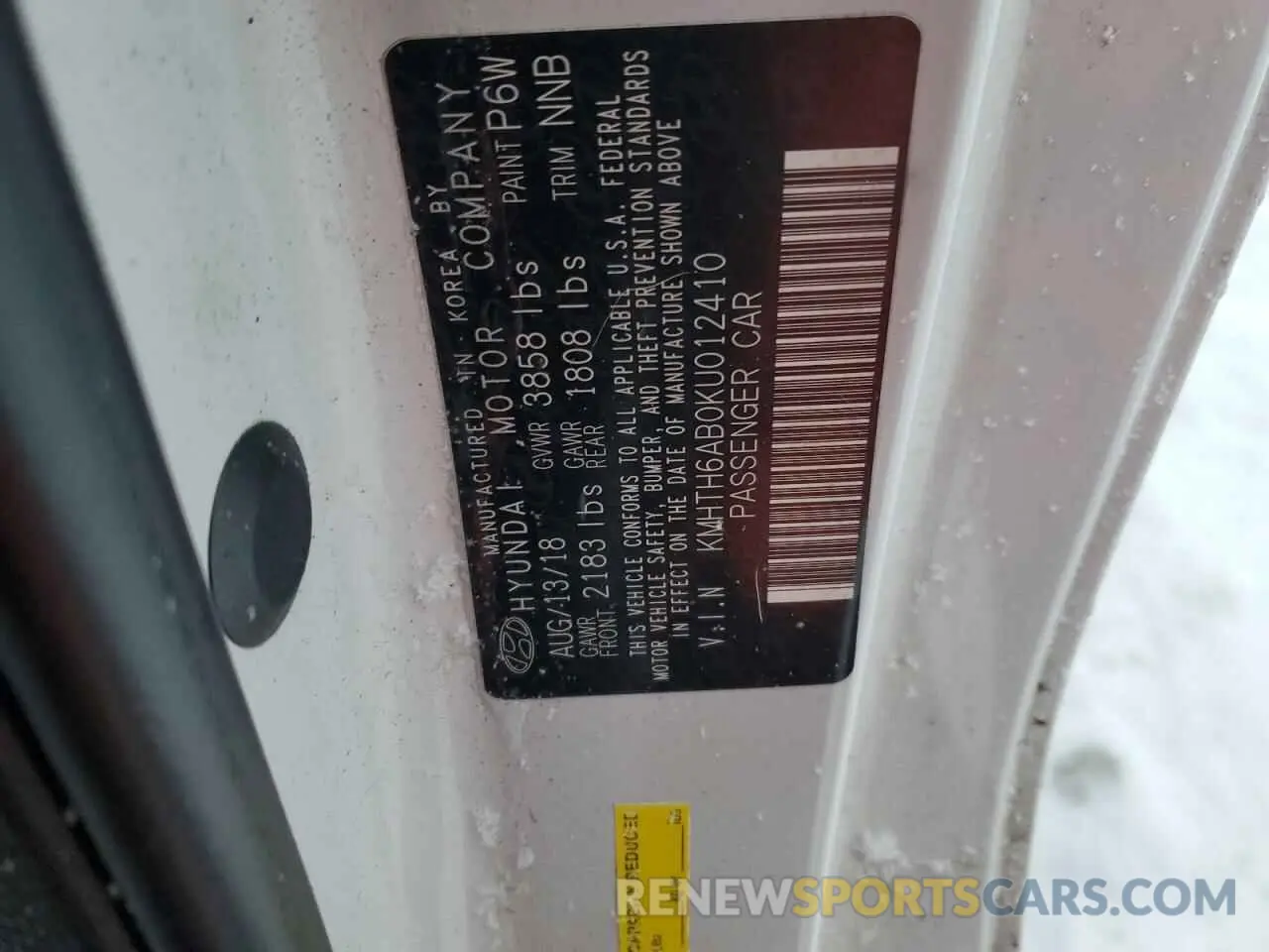 12 fotografías del automóvil dañado KMHTH6AB0KU012410 HYUNDAI VELOSTER 2019