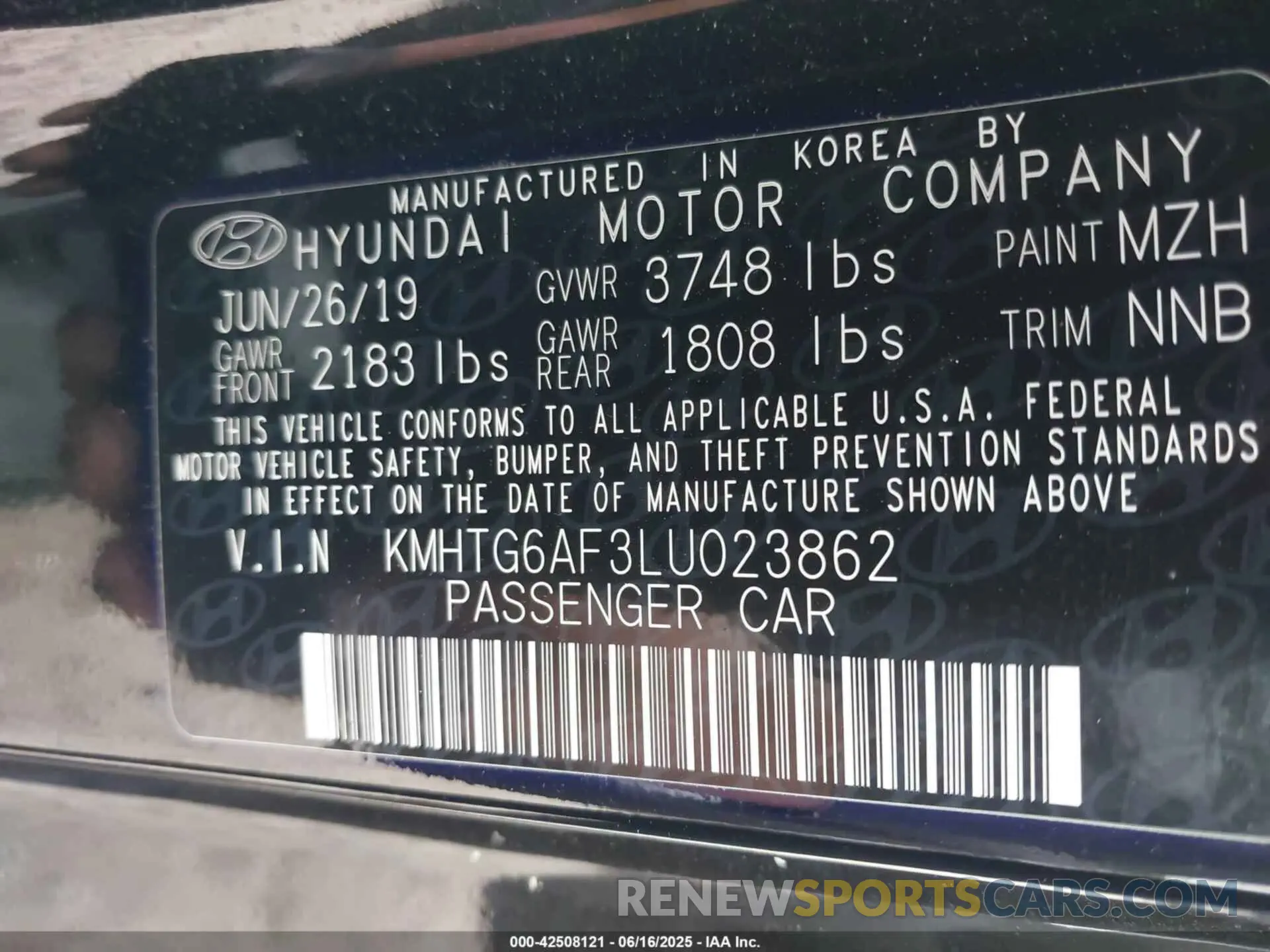 9 fotografías del automóvil dañado KMHTG6AF3LU023862 HYUNDAI VELOSTER 2020