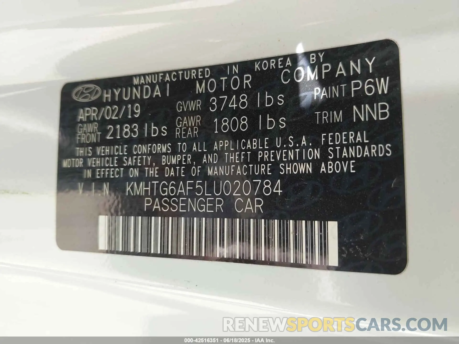 9 fotografías del automóvil dañado KMHTG6AF5LU020784 HYUNDAI VELOSTER 2020