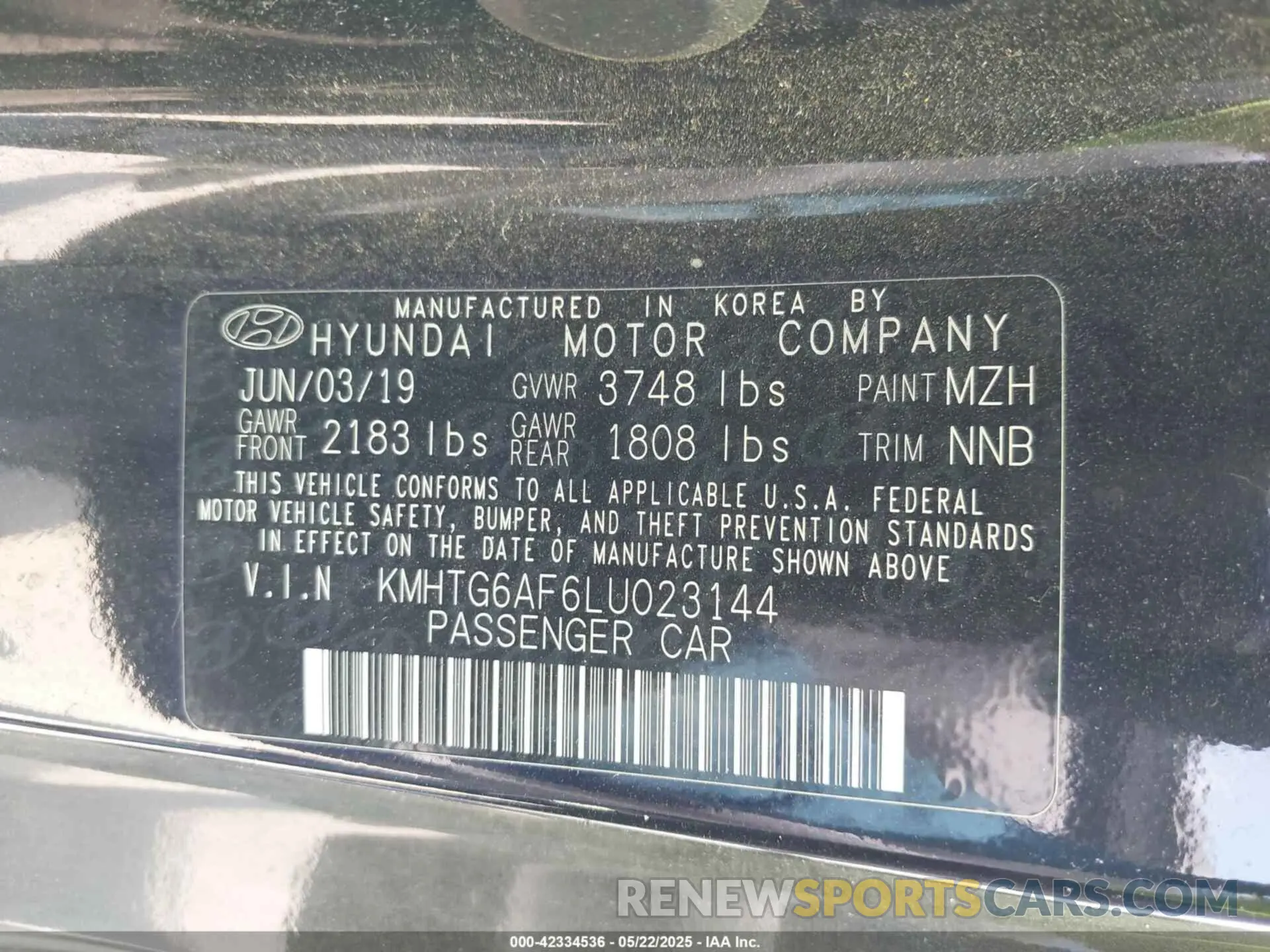 9 fotografías del automóvil dañado KMHTG6AF6LU023144 HYUNDAI VELOSTER 2020