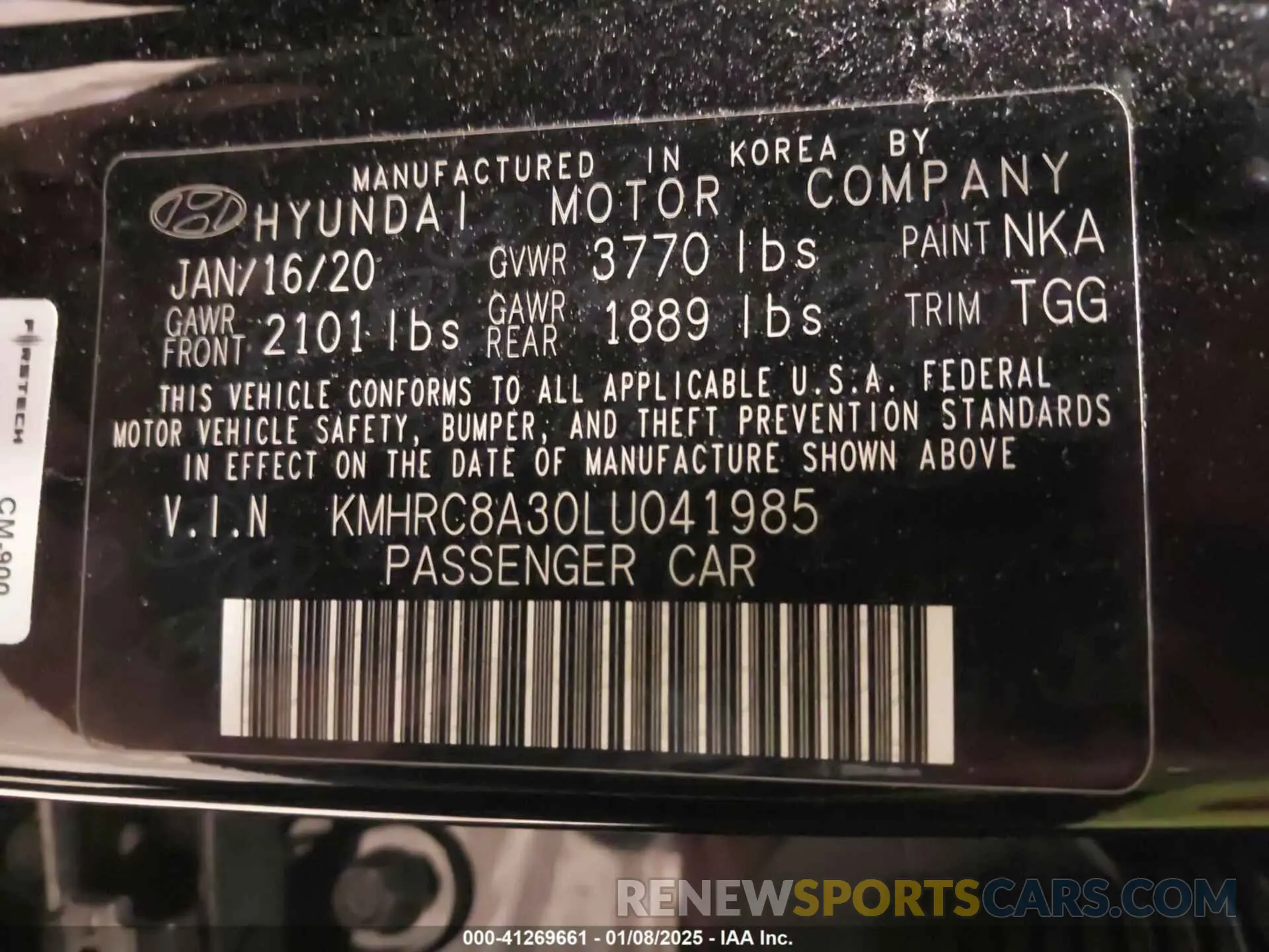 9 fotografías del automóvil dañado KMHRC8A30LU041985 HYUNDAI VENUE 2020