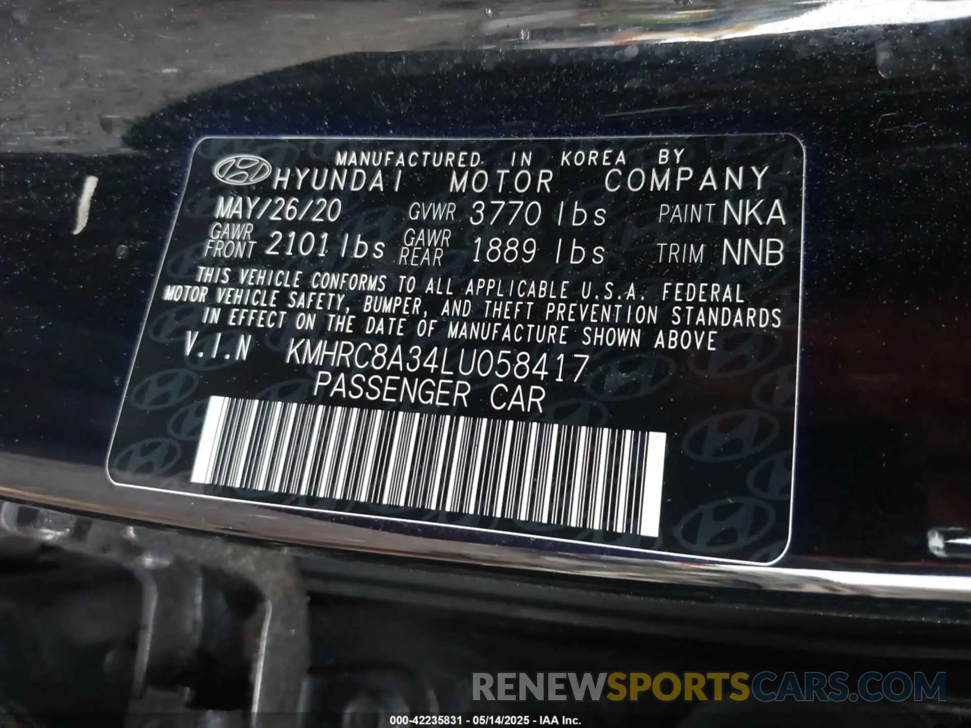 9 fotografías del automóvil dañado KMHRC8A34LU058417 HYUNDAI VENUE 2020