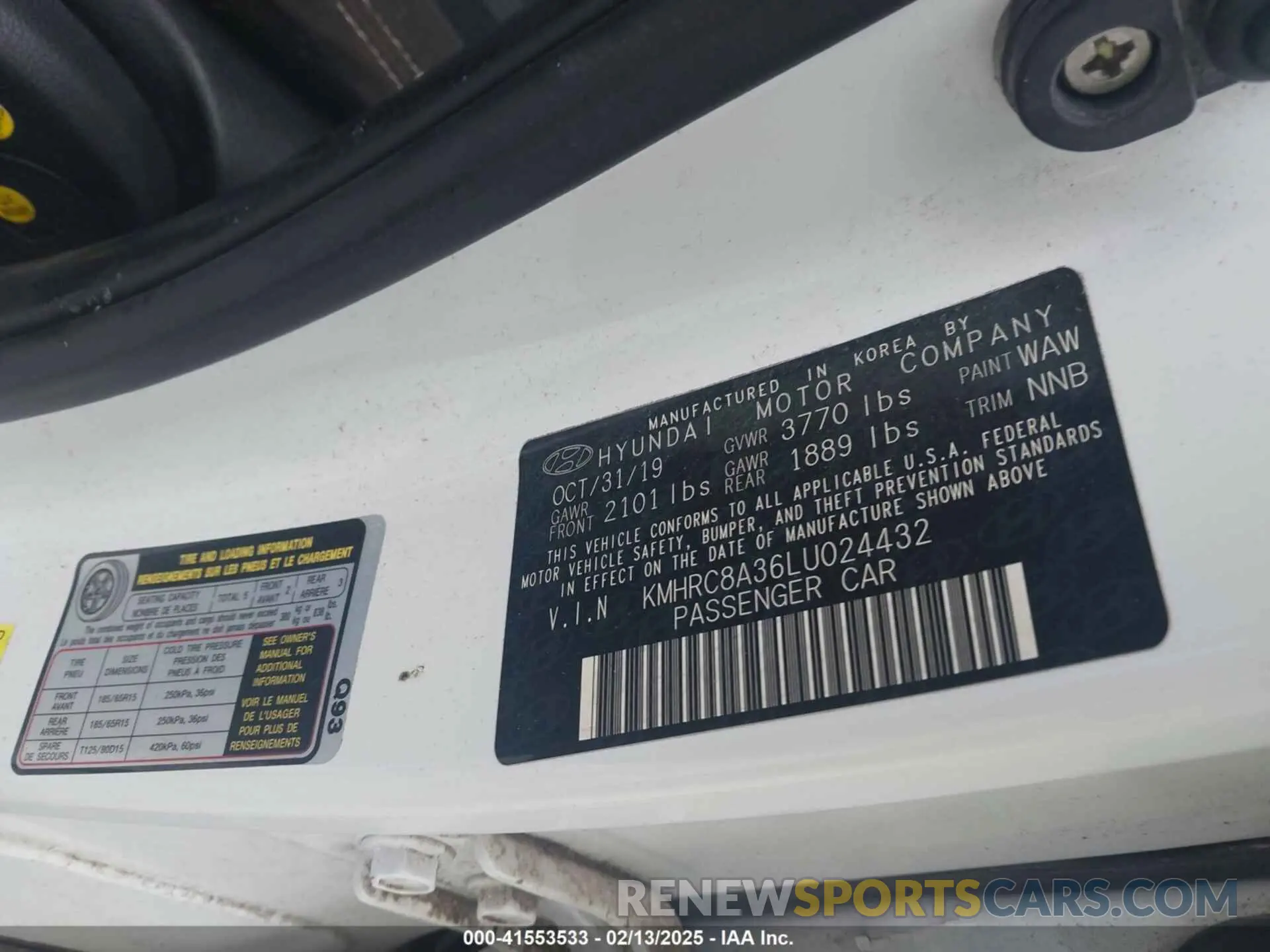 9 fotografías del automóvil dañado KMHRC8A36LU024432 HYUNDAI VENUE 2020