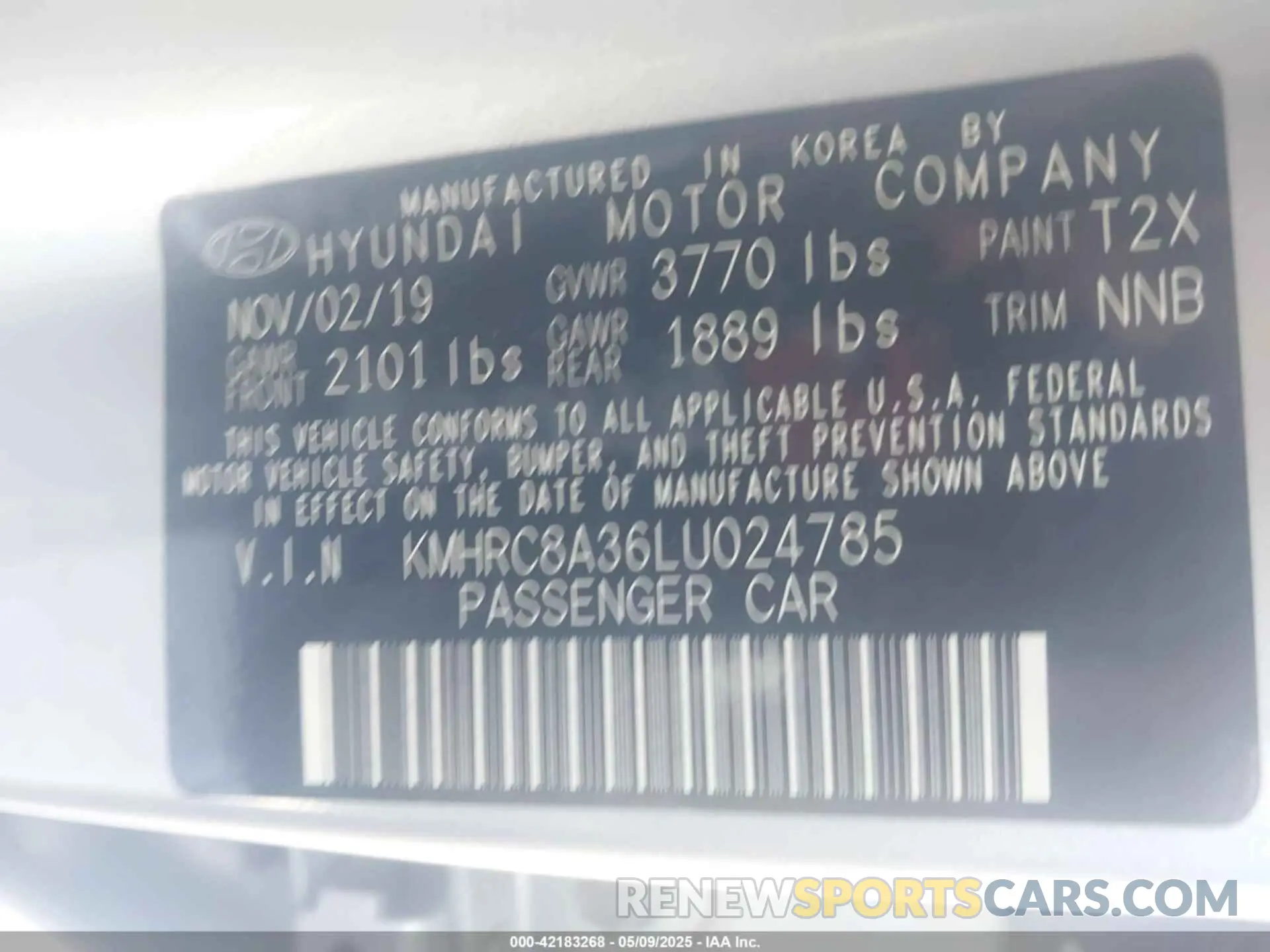 9 fotografías del automóvil dañado KMHRC8A36LU024785 HYUNDAI VENUE 2020