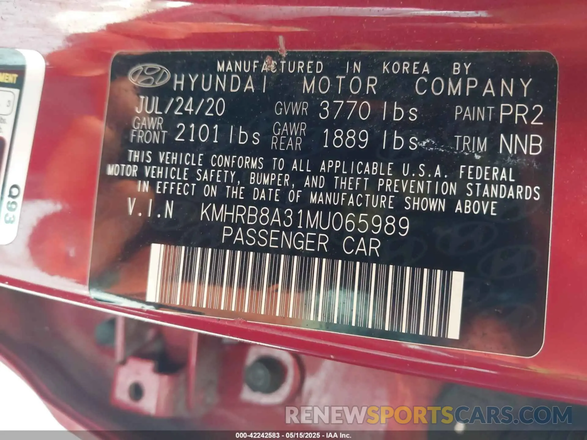 9 fotografías del automóvil dañado KMHRB8A31MU065989 HYUNDAI VENUE 2021