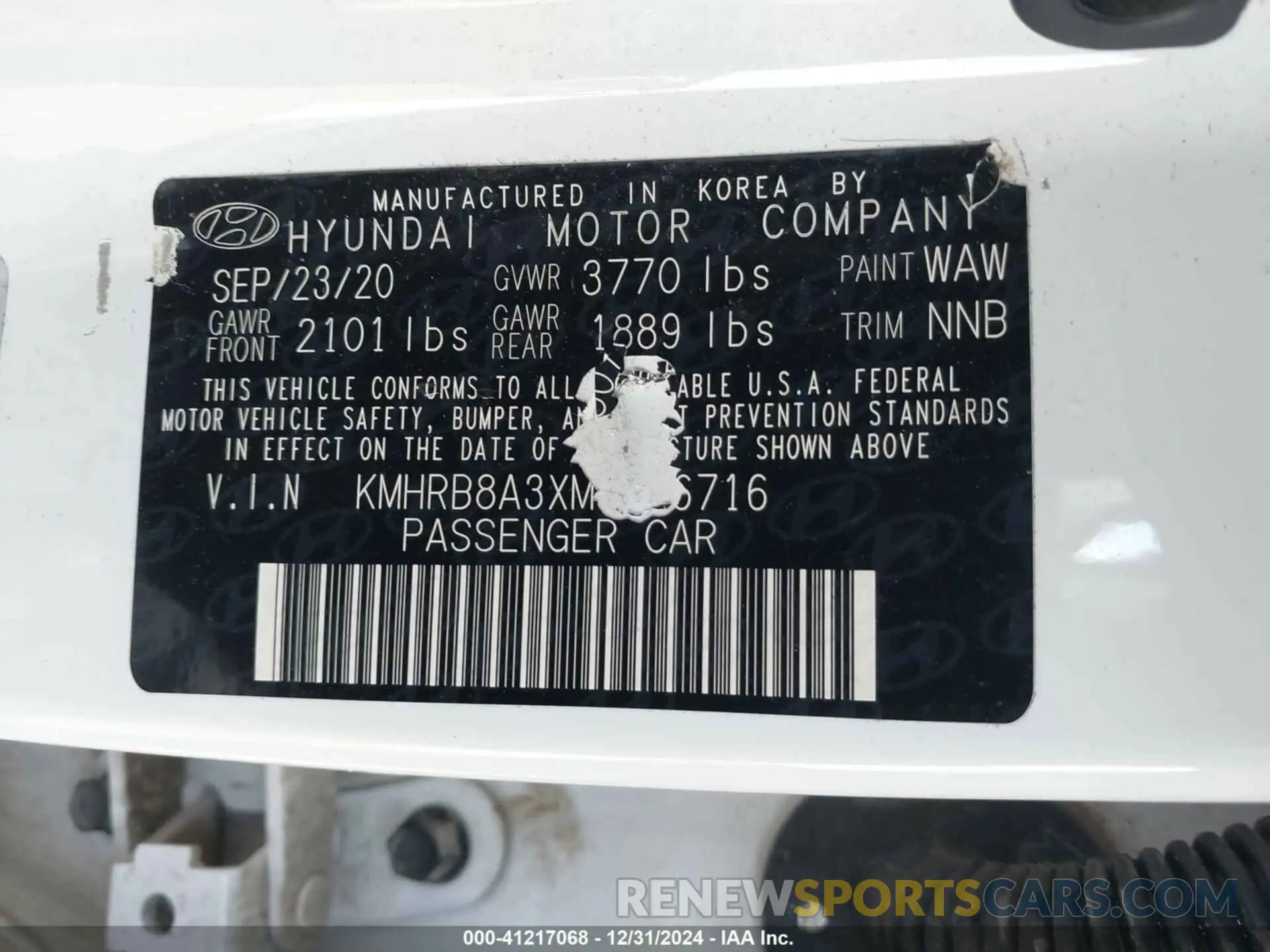 9 fotografías del automóvil dañado KMHRB8A3XMU076716 HYUNDAI VENUE 2021