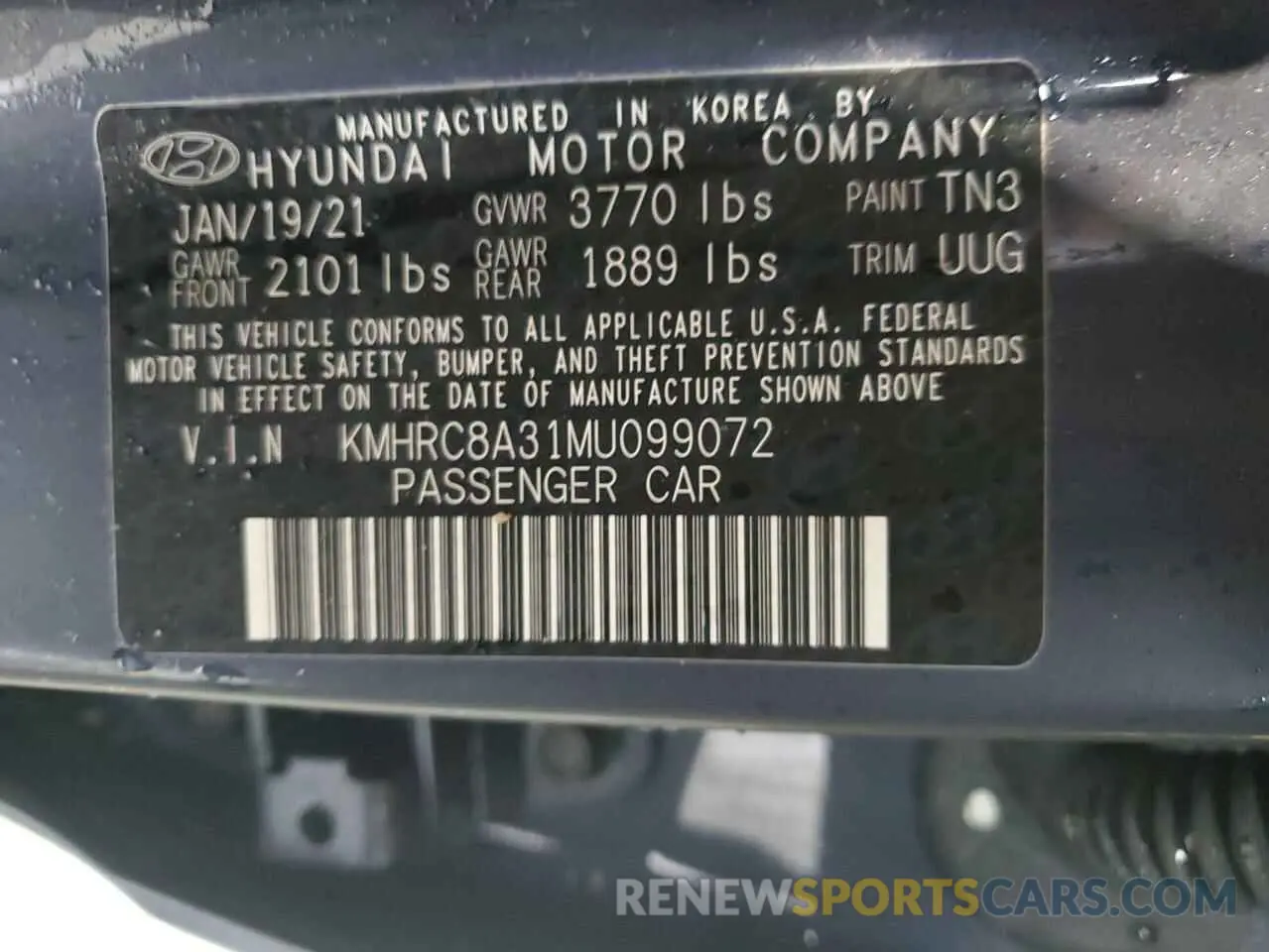 14 fotografías del automóvil dañado KMHRC8A31MU099072 HYUNDAI VENUE 2021