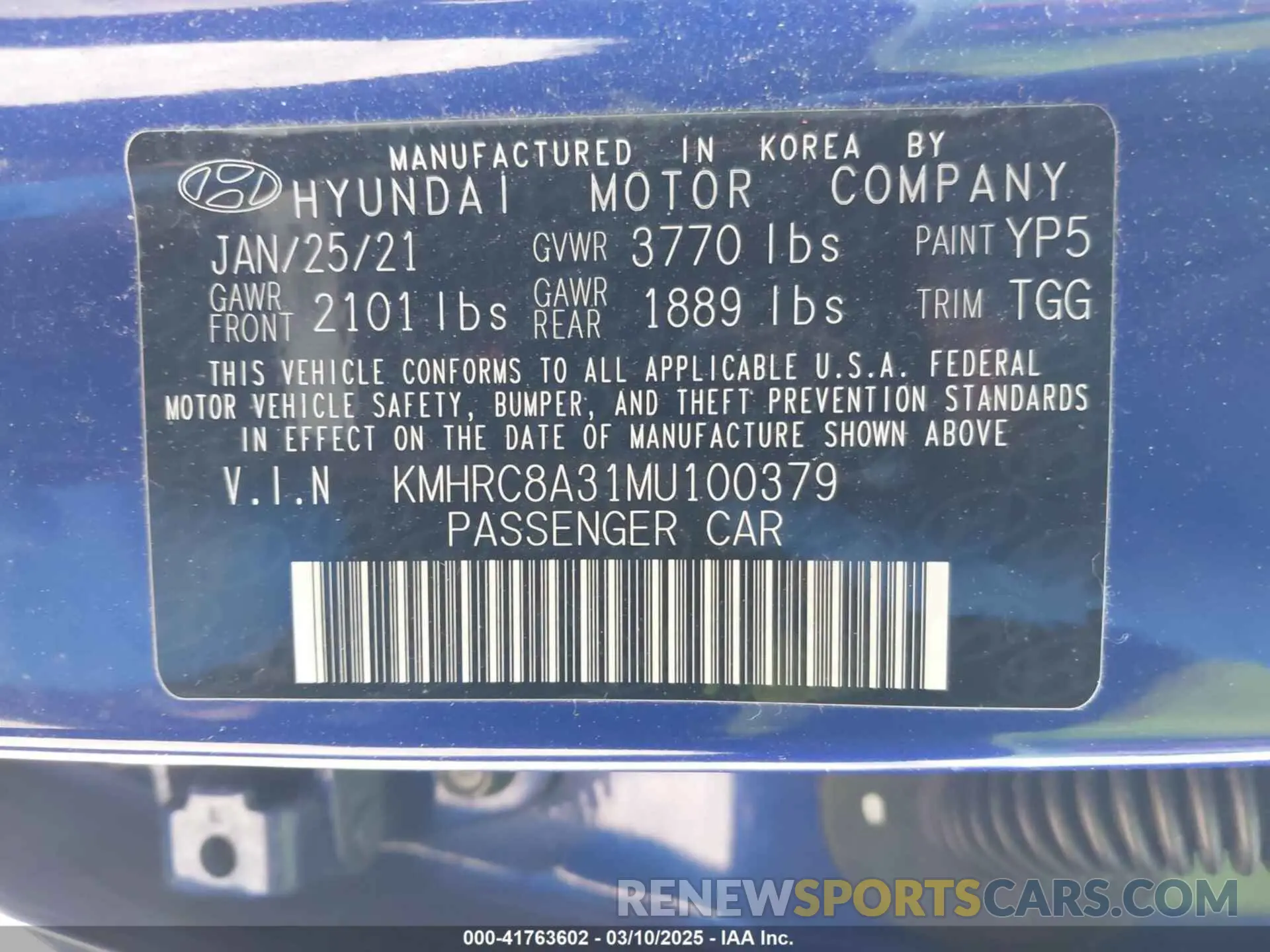 9 fotografías del automóvil dañado KMHRC8A31MU100379 HYUNDAI VENUE 2021