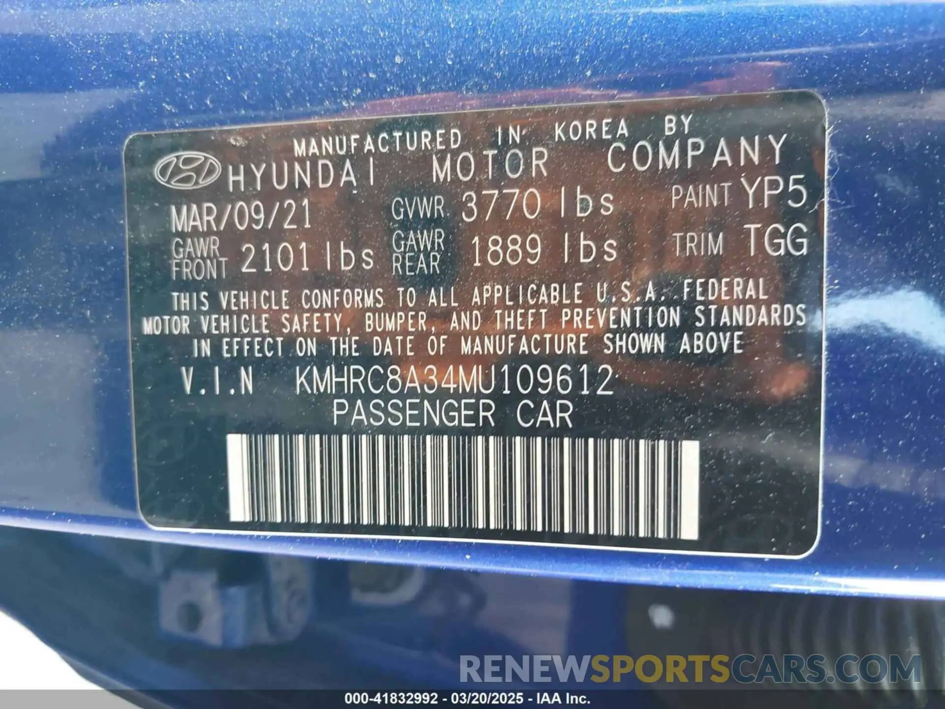 9 fotografías del automóvil dañado KMHRC8A34MU109612 HYUNDAI VENUE 2021