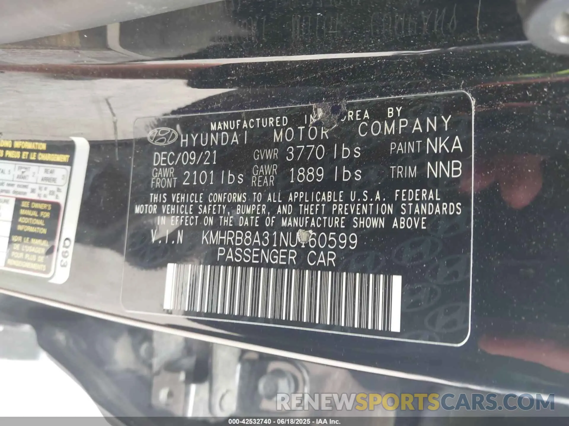 9 fotografías del automóvil dañado KMHRB8A31NU160599 HYUNDAI VENUE 2022