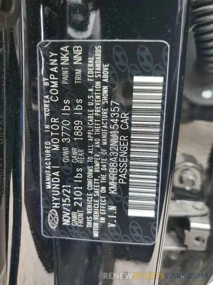 13 fotografías del automóvil dañado KMHRB8A32NU154357 HYUNDAI VENUE 2022