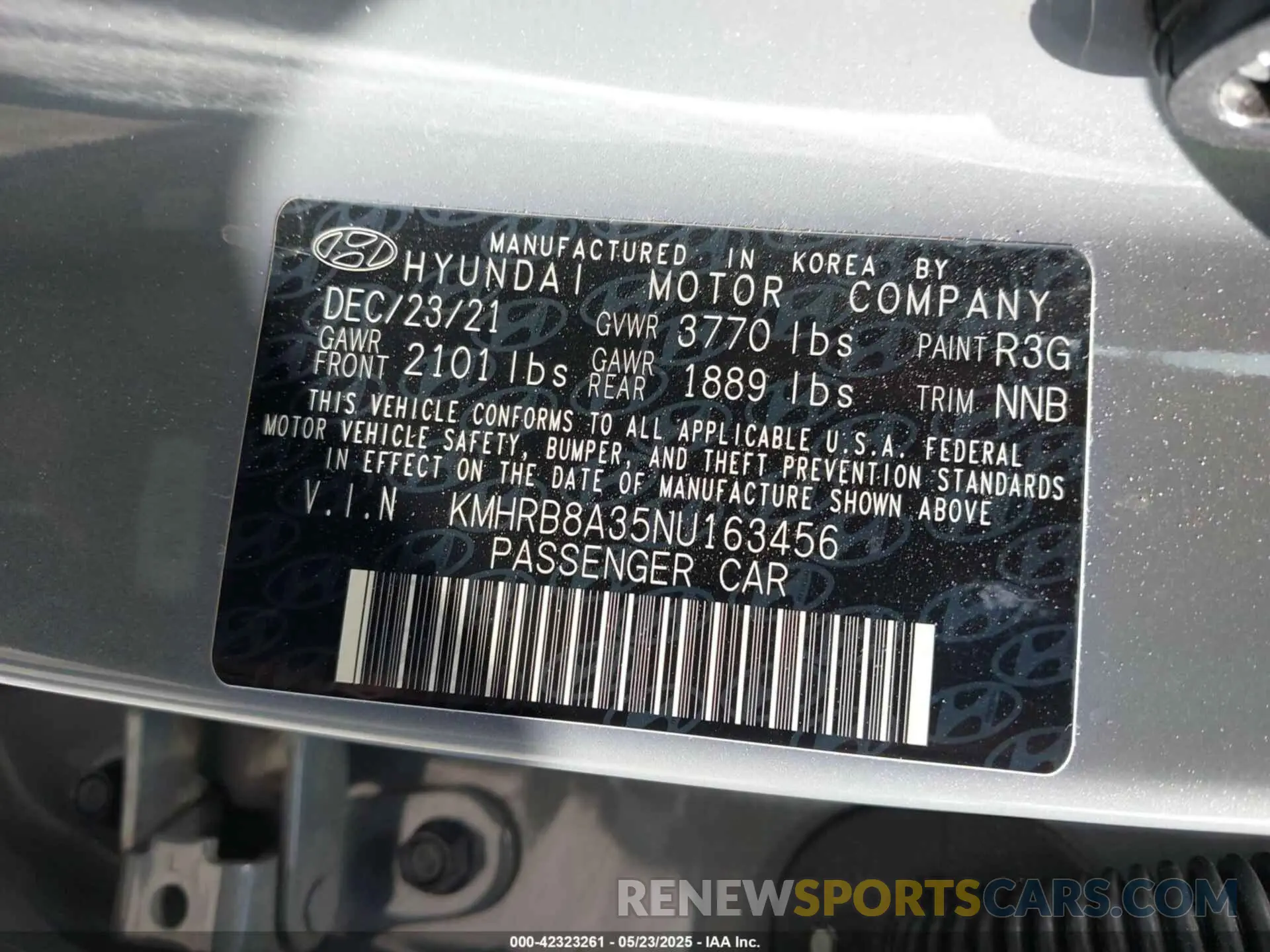 9 fotografías del automóvil dañado KMHRB8A35NU163456 HYUNDAI VENUE 2022