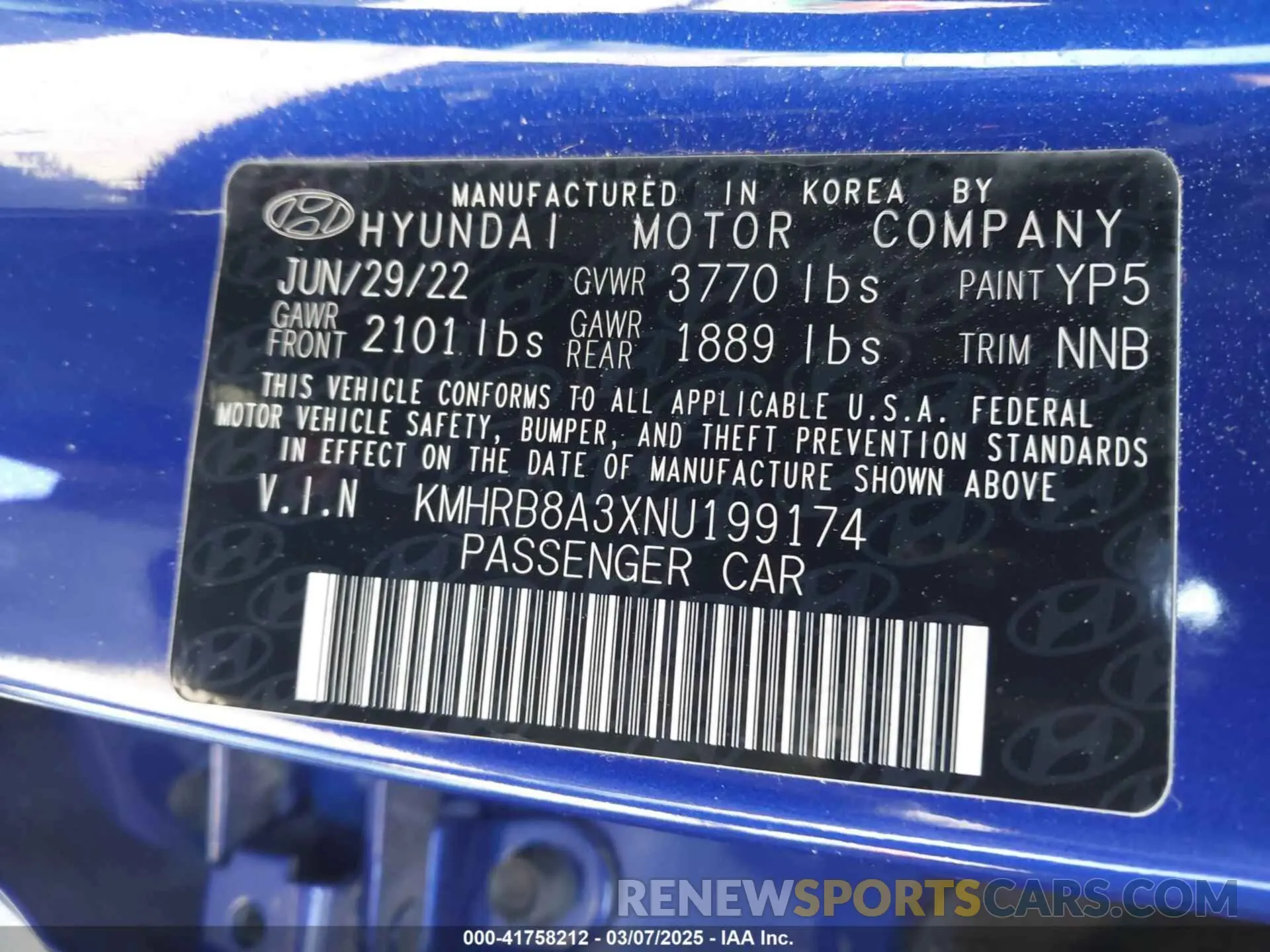 9 fotografías del automóvil dañado KMHRB8A3XNU199174 HYUNDAI VENUE 2022