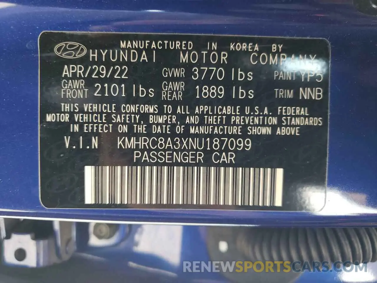 13 fotografías del automóvil dañado KMHRC8A3XNU187099 HYUNDAI VENUE 2022