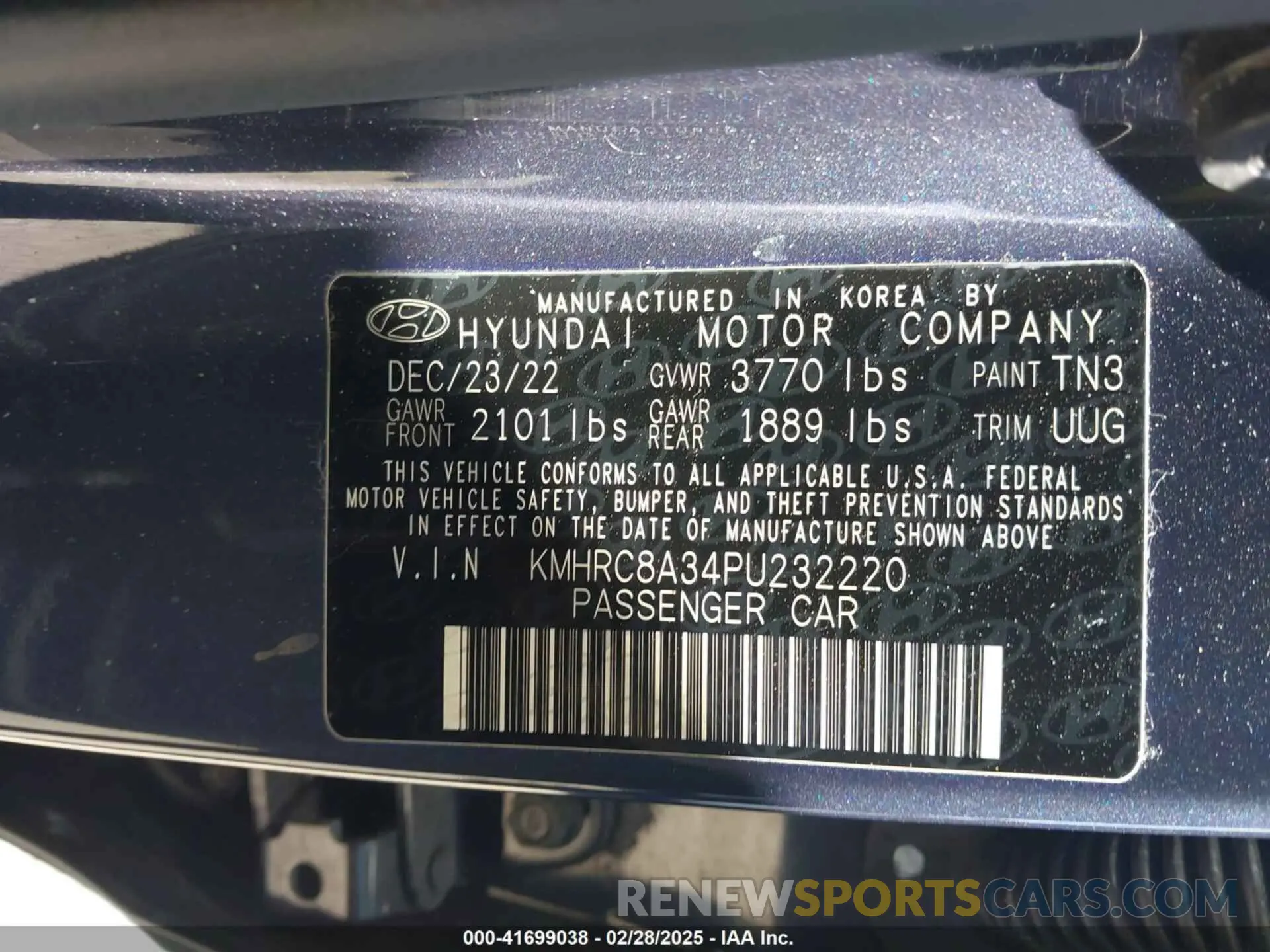 9 fotografías del automóvil dañado KMHRC8A34PU232220 HYUNDAI VENUE 2023
