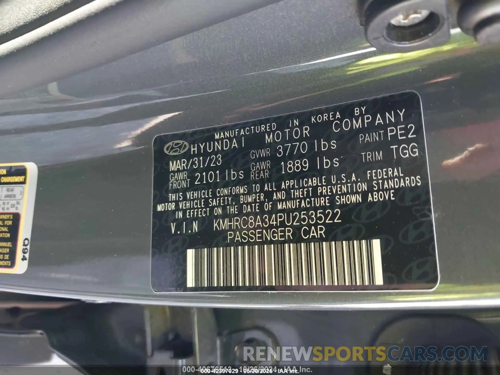 9 fotografías del automóvil dañado KMHRC8A34PU253522 HYUNDAI VENUE 2023
