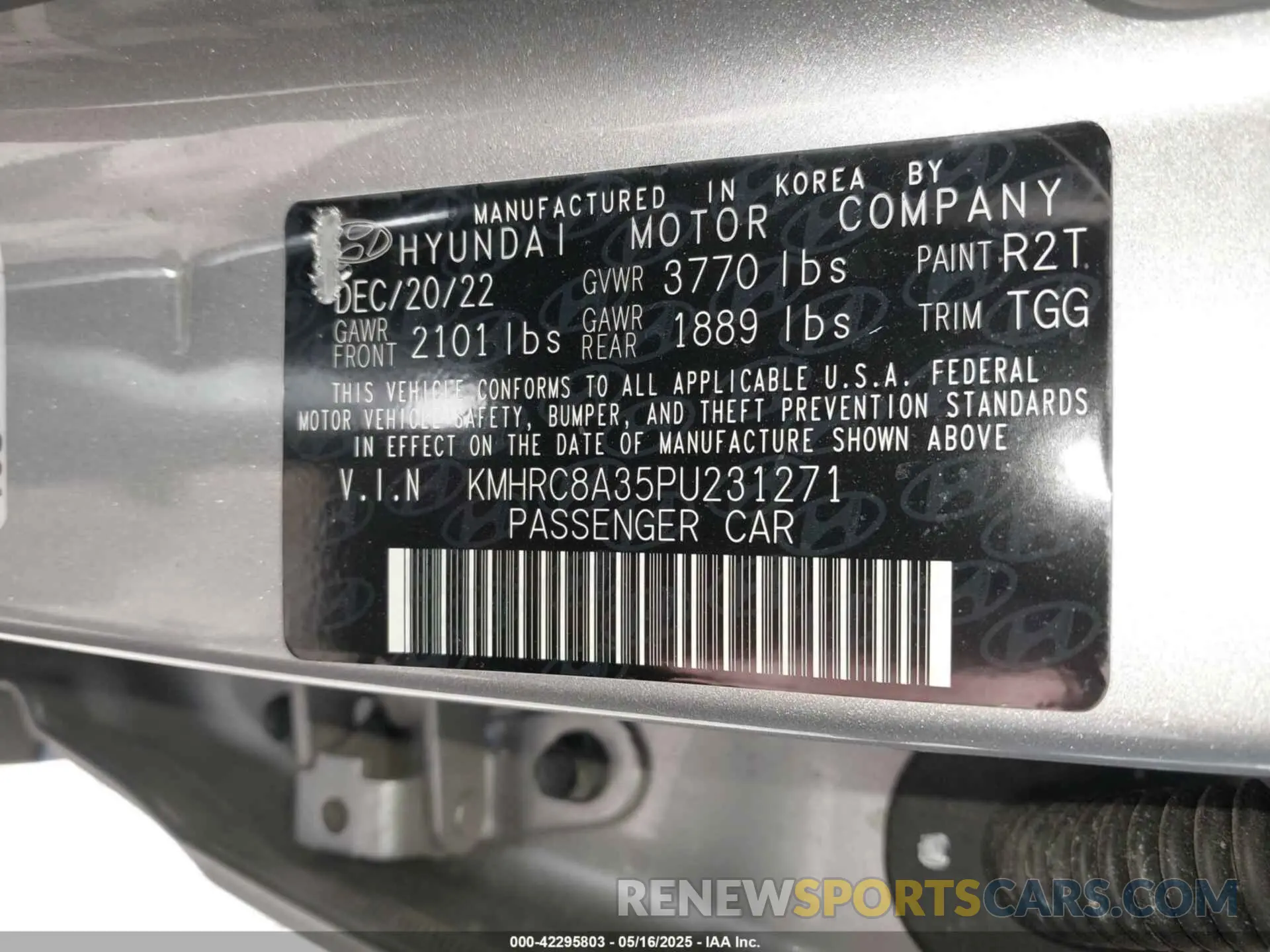 9 fotografías del automóvil dañado KMHRC8A35PU231271 HYUNDAI VENUE 2023
