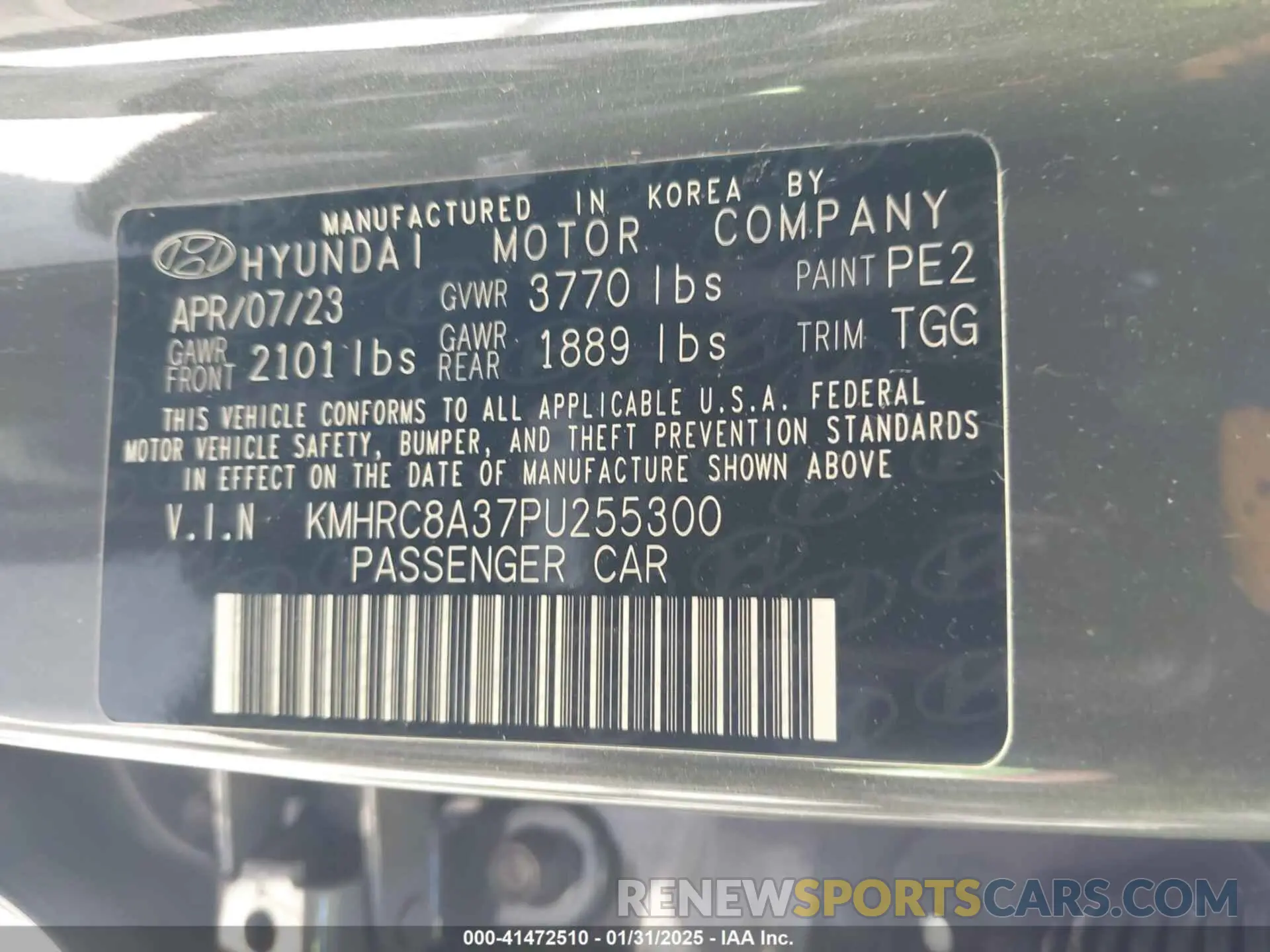 9 fotografías del automóvil dañado KMHRC8A37PU255300 HYUNDAI VENUE 2023