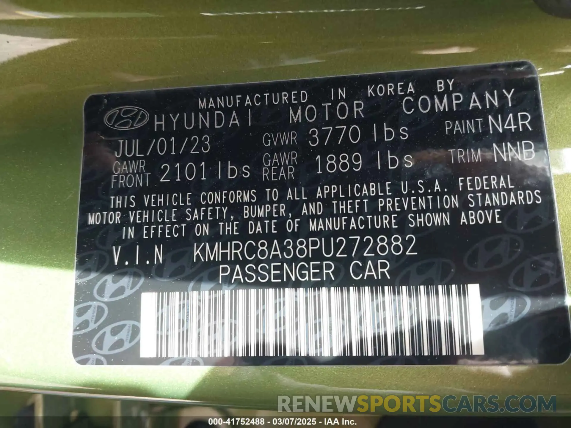 9 fotografías del automóvil dañado KMHRC8A38PU272882 HYUNDAI VENUE 2023