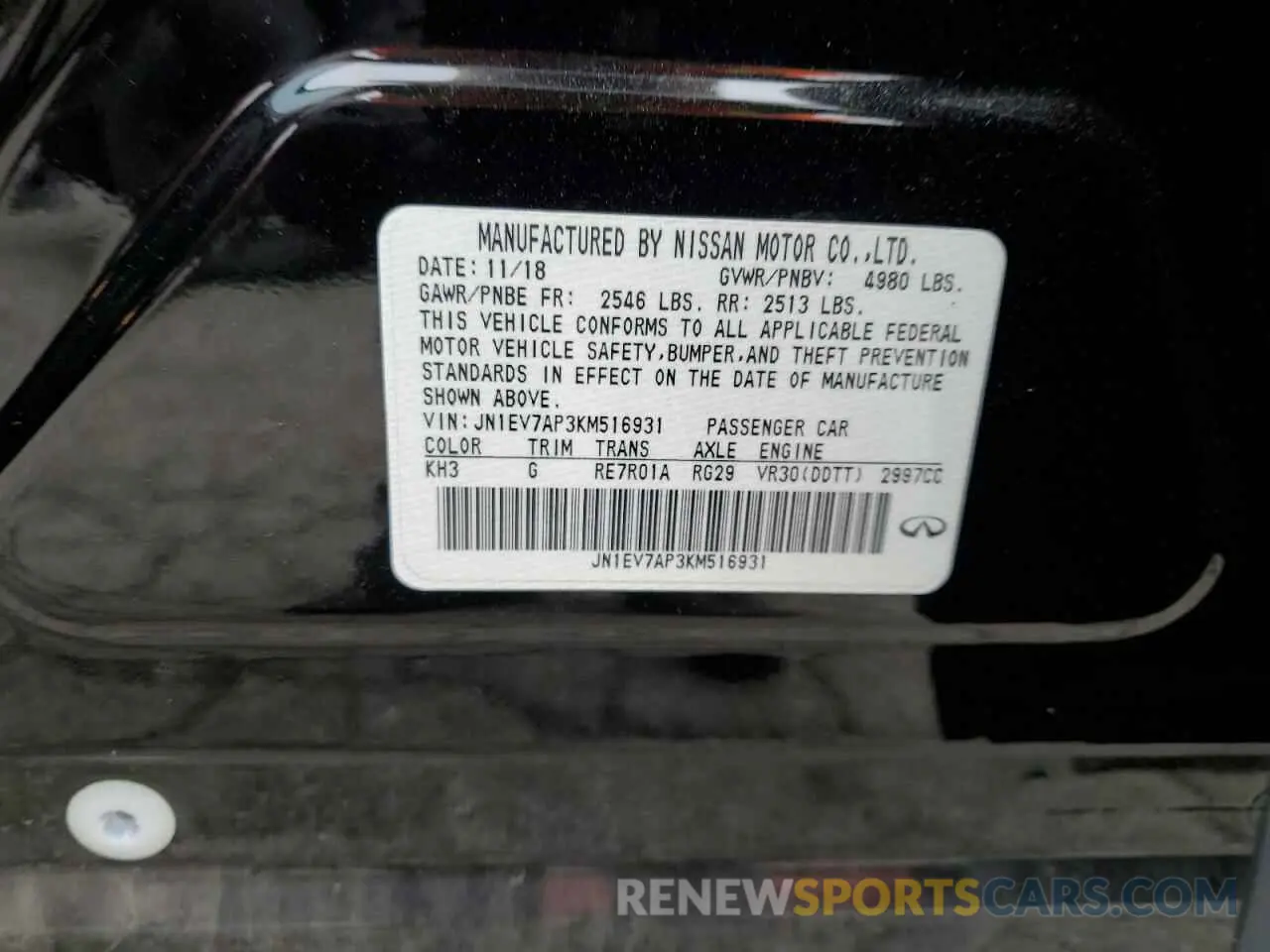 12 fotografías del automóvil dañado JN1EV7AP3KM516931 INFINITI Q50 2019