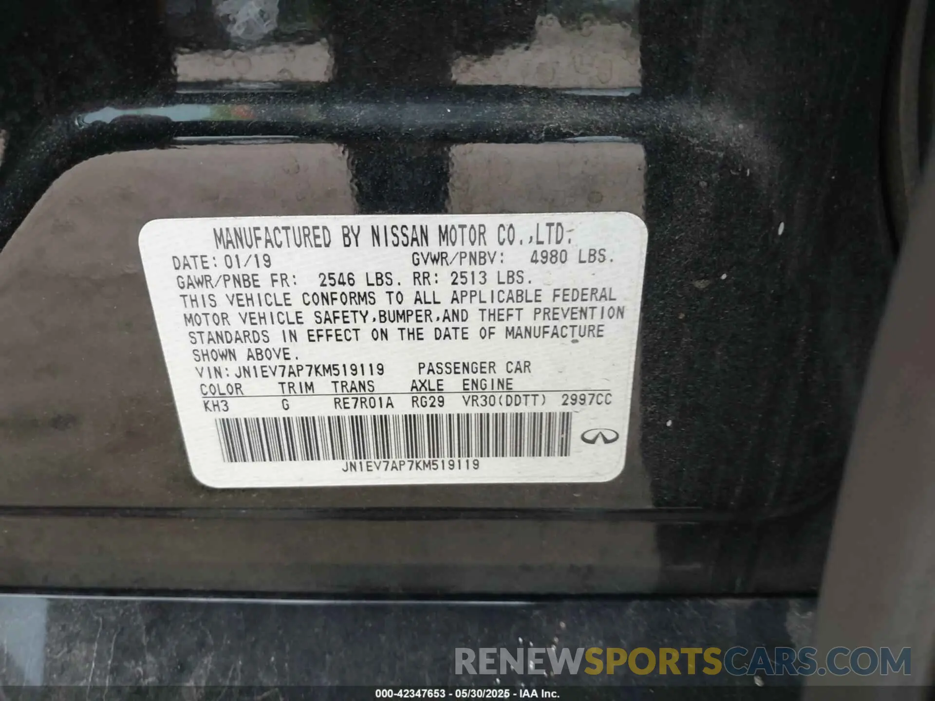 9 fotografías del automóvil dañado JN1EV7AP7KM519119 INFINITI Q50 2019
