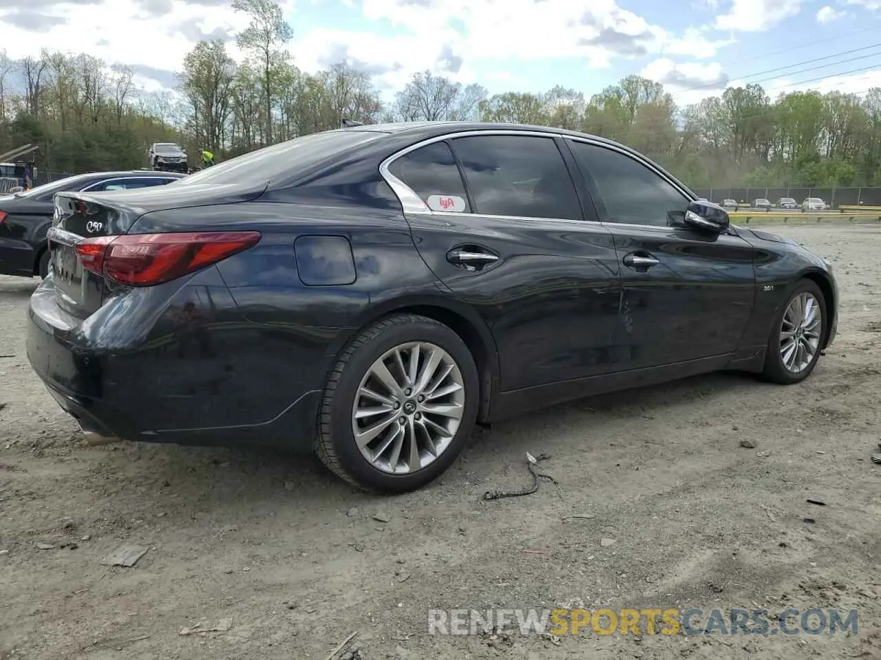 3 fotografías del automóvil dañado JN1EV7AR3KM556623 INFINITI Q50 2019