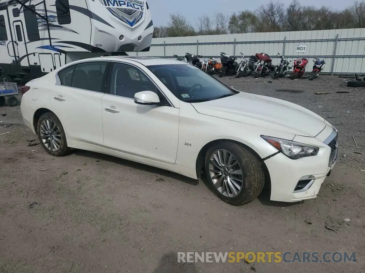4 fotografías del automóvil dañado JN1EV7AR6KM590457 INFINITI Q50 2019