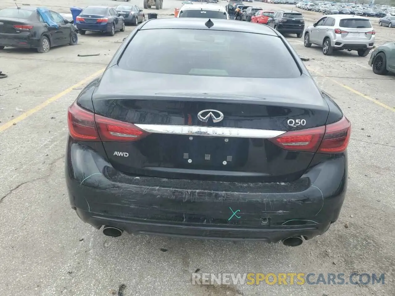 6 fotografías del automóvil dañado JN1EV7AR9KM591778 INFINITI Q50 2019