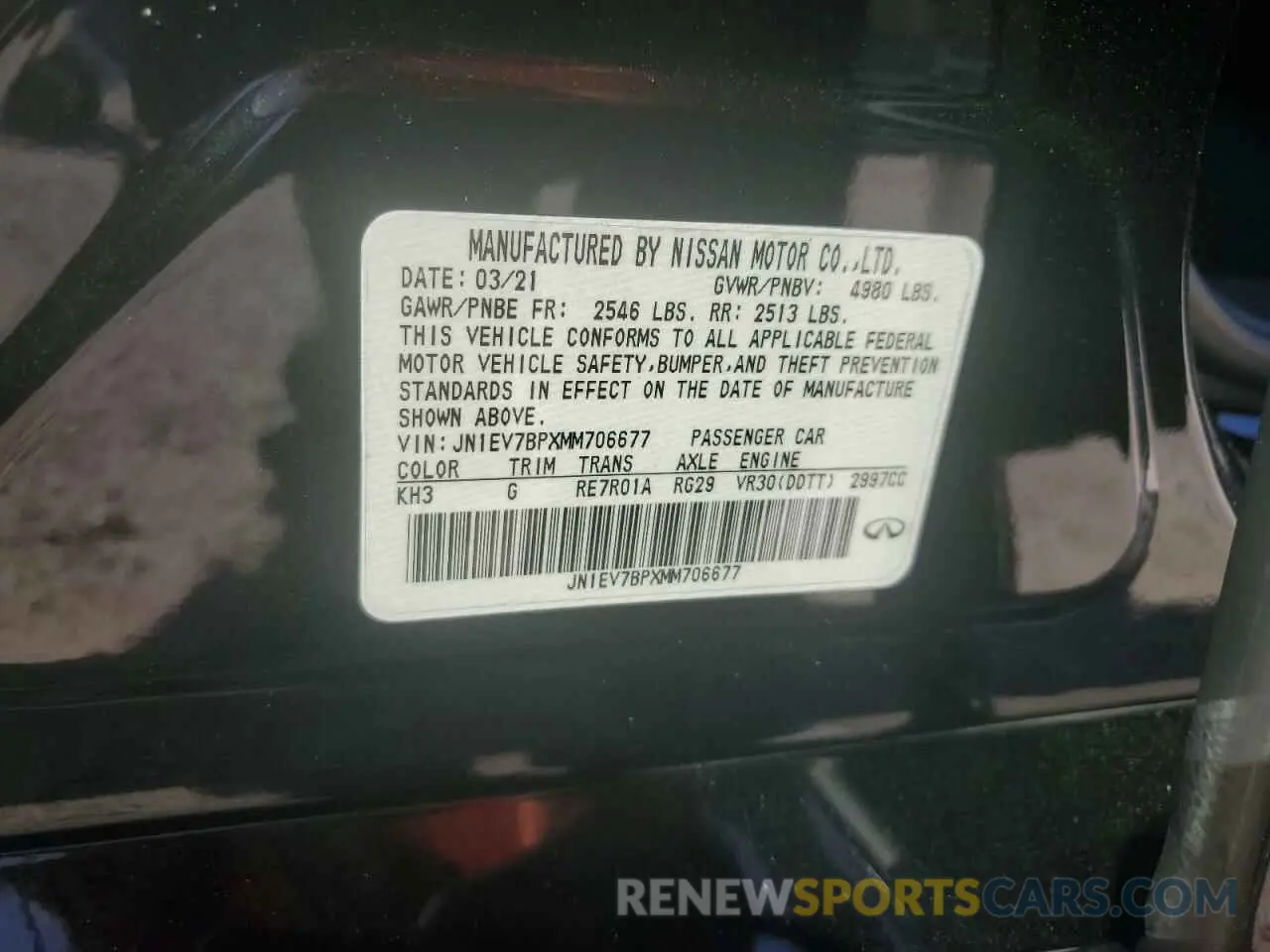 12 fotografías del automóvil dañado JN1EV7BPXMM706677 INFINITI Q50 2021