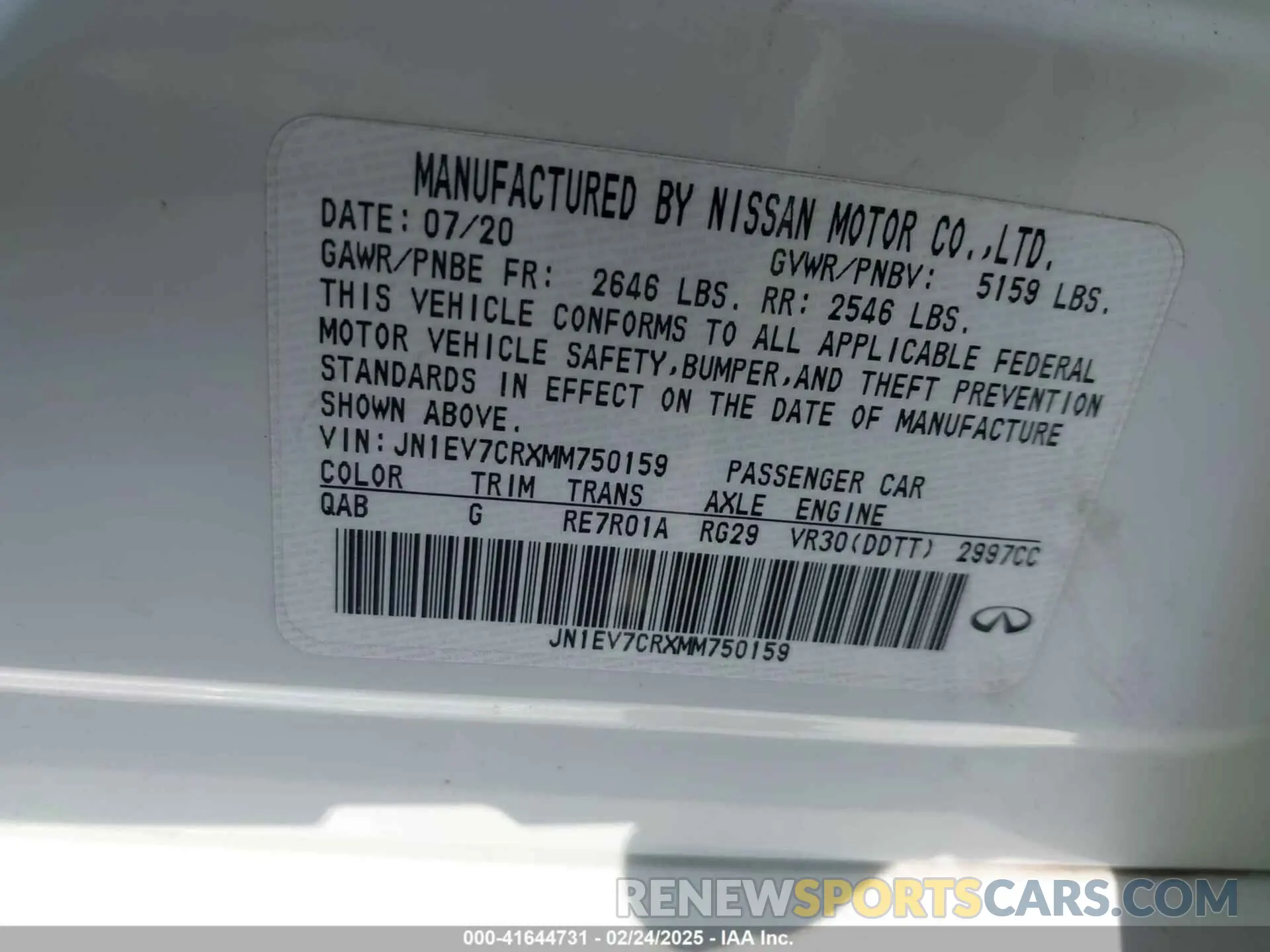 9 fotografías del automóvil dañado JN1EV7CRXMM750159 INFINITI Q50 2021