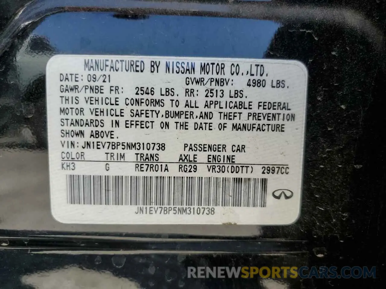 13 fotografías del automóvil dañado JN1EV7BP5NM310738 INFINITI Q50 2022