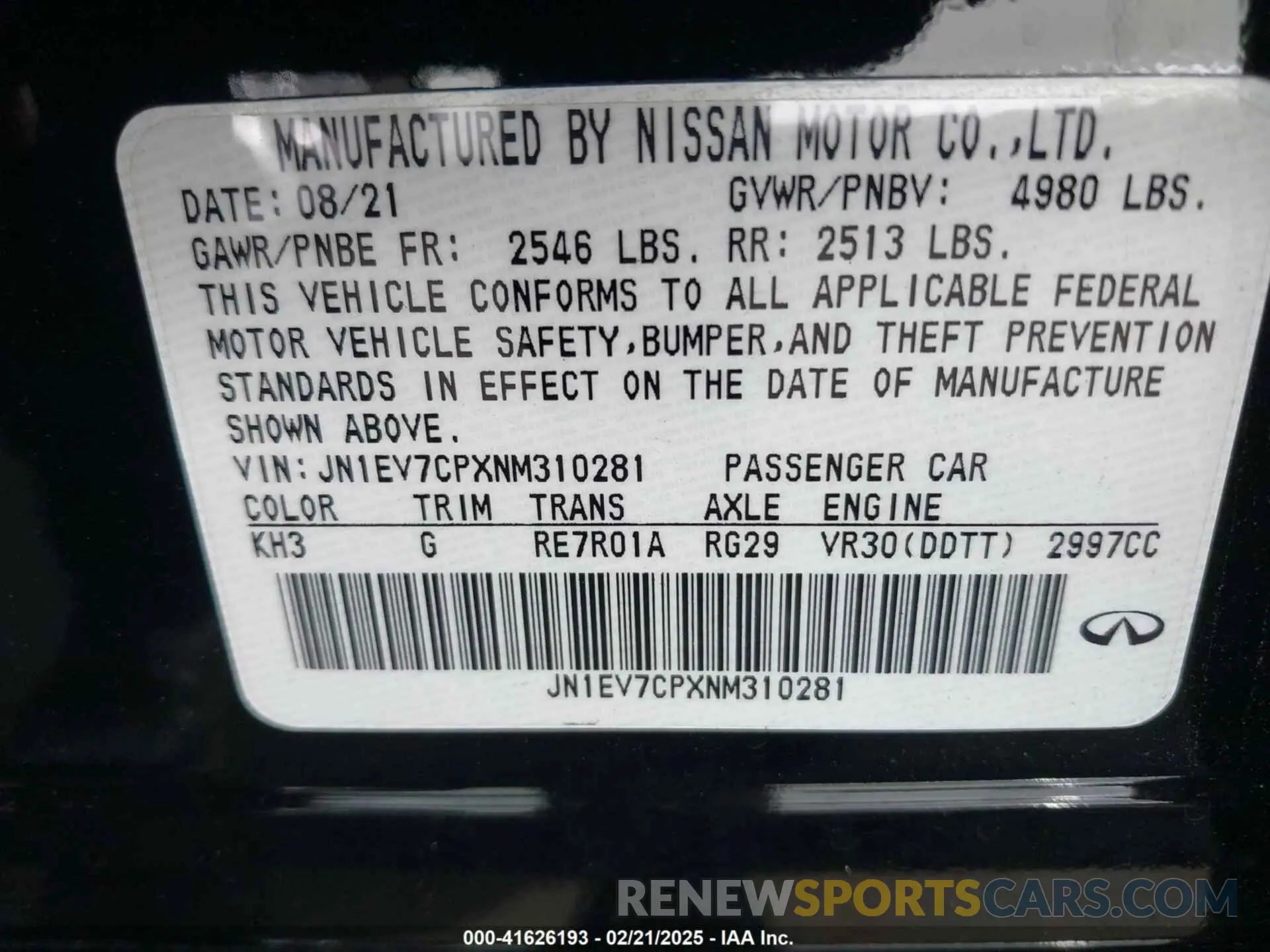 9 fotografías del automóvil dañado JN1EV7CPXNM310281 INFINITI Q50 2022