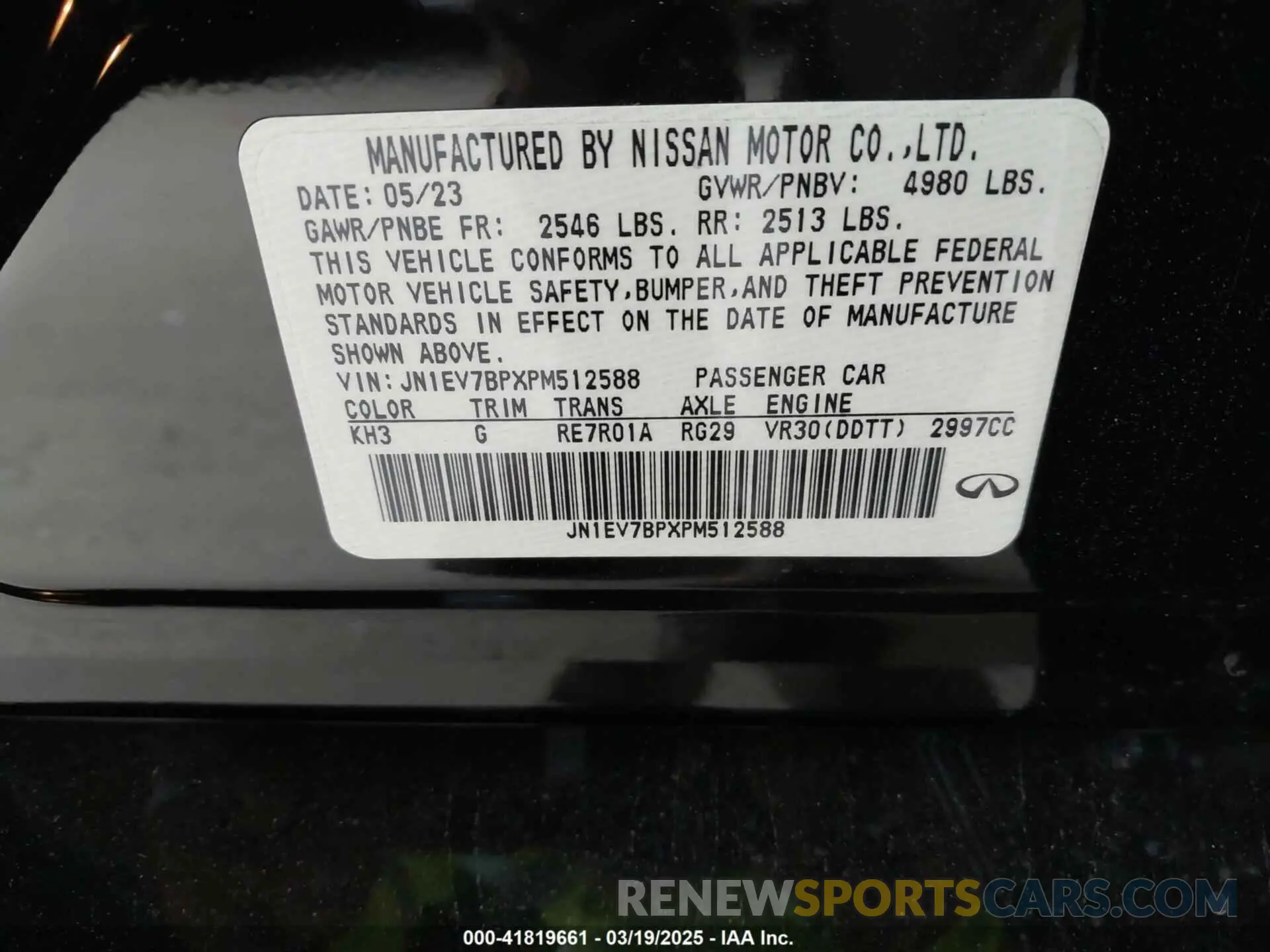 9 fotografías del automóvil dañado JN1EV7BPXPM512588 INFINITI Q50 2023