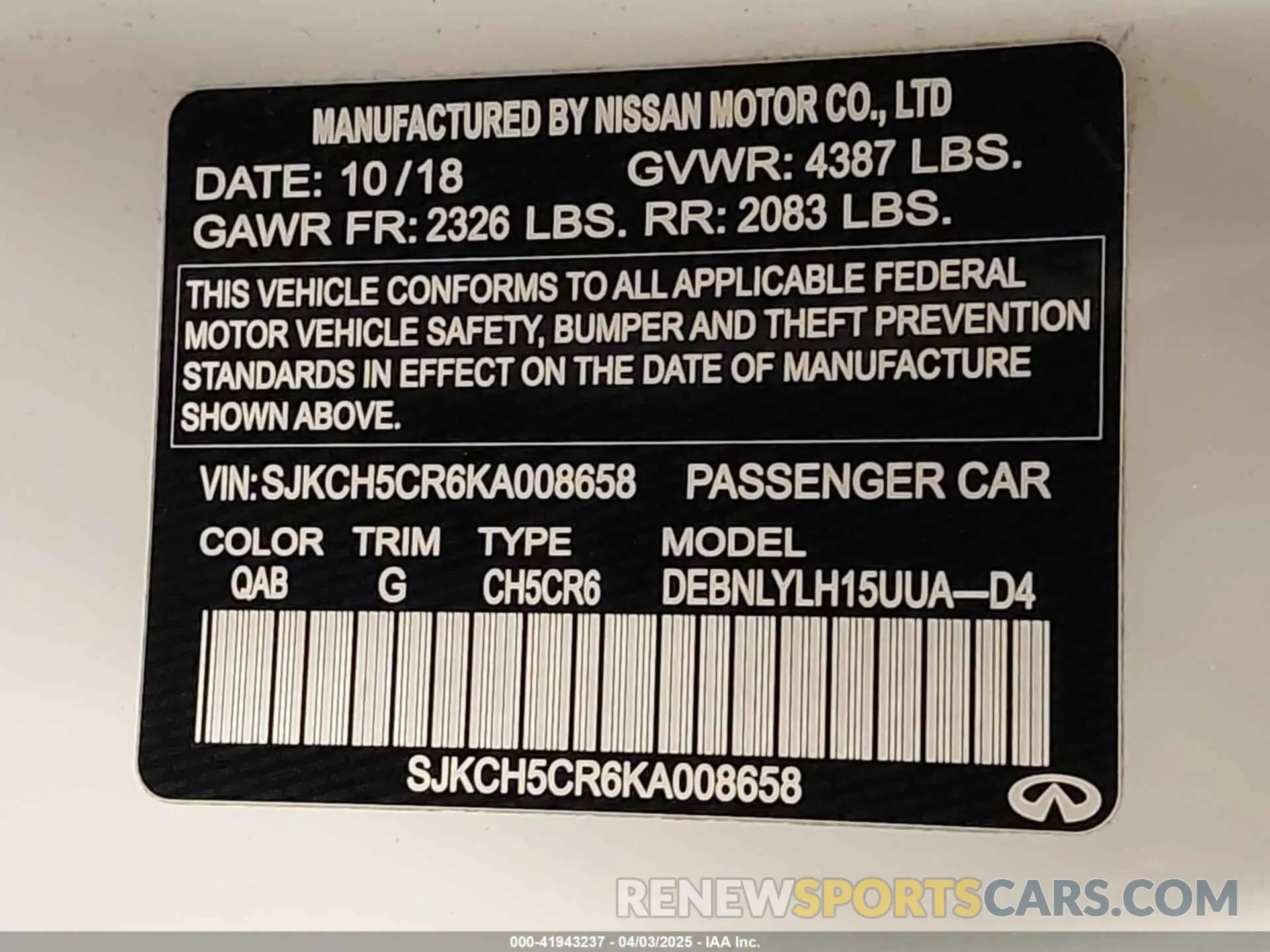 9 fotografías del automóvil dañado SJKCH5CR6KA008658 INFINITI QX30 2019