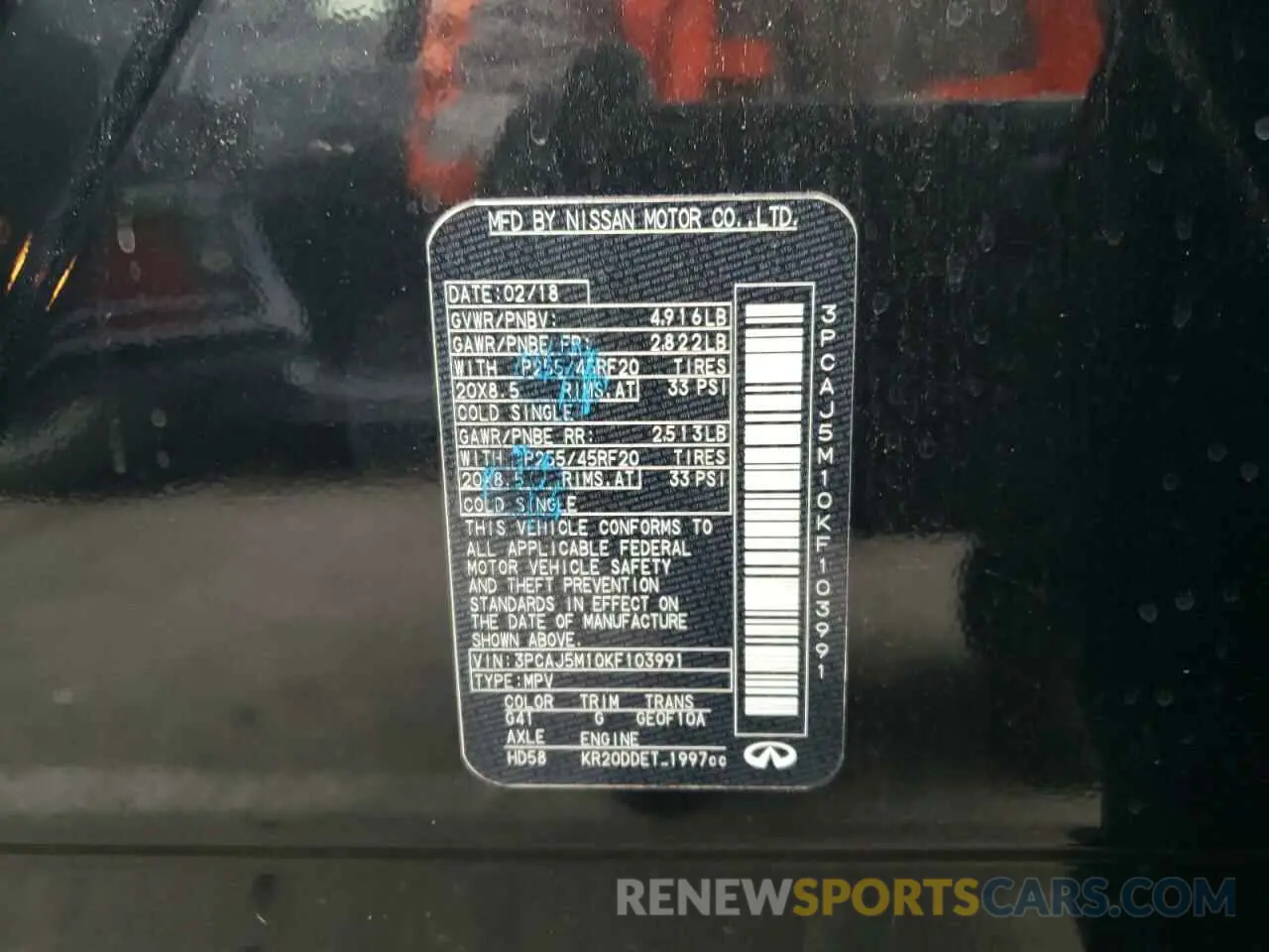12 fotografías del automóvil dañado 3PCAJ5M10KF103991 INFINITI QX50 2019