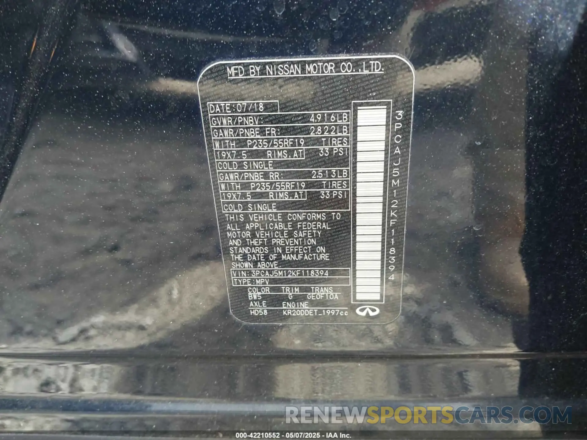 9 fotografías del automóvil dañado 3PCAJ5M12KF118394 INFINITI QX50 2019